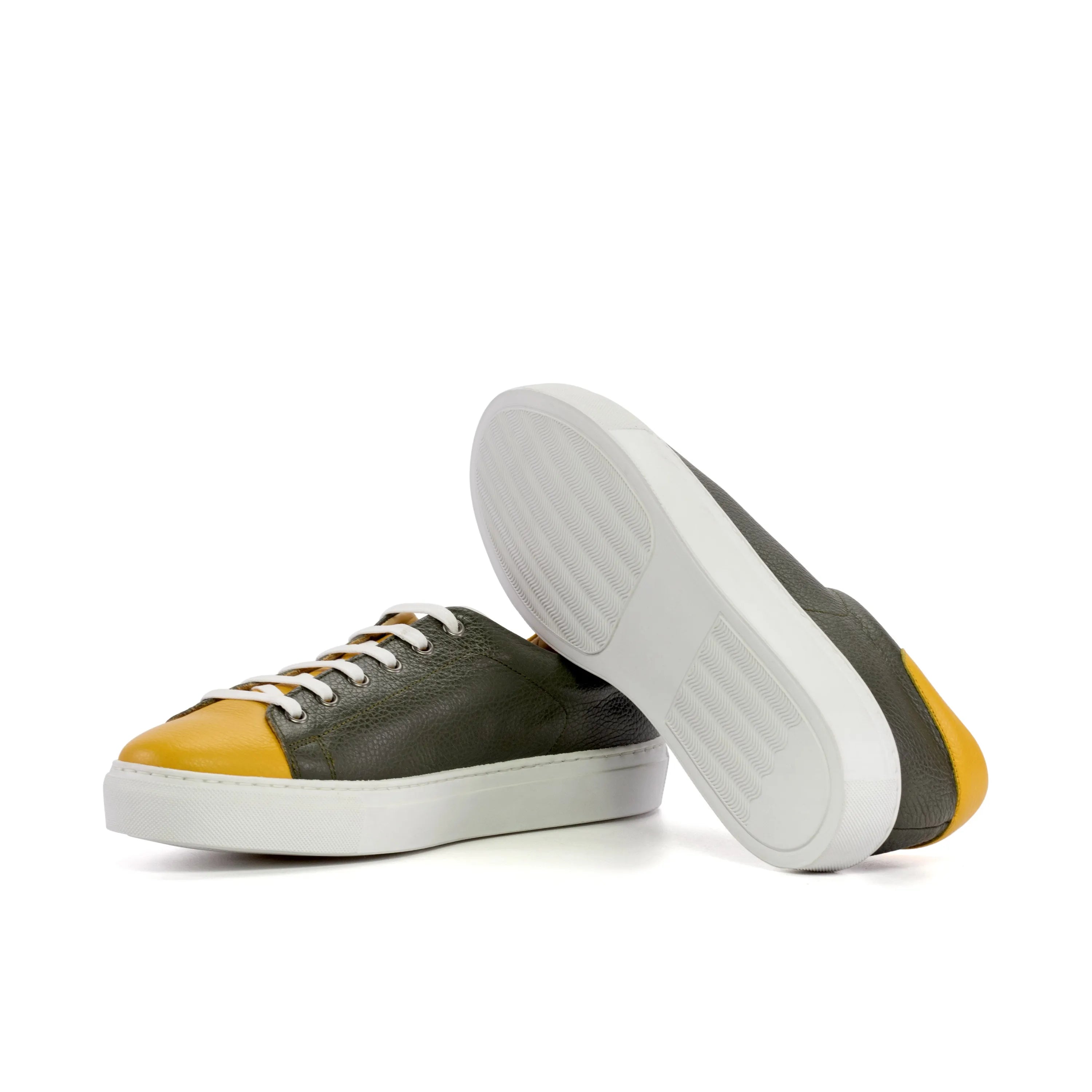 Harlem Trainer Sneaker in two-tone grain calf leather cupsole