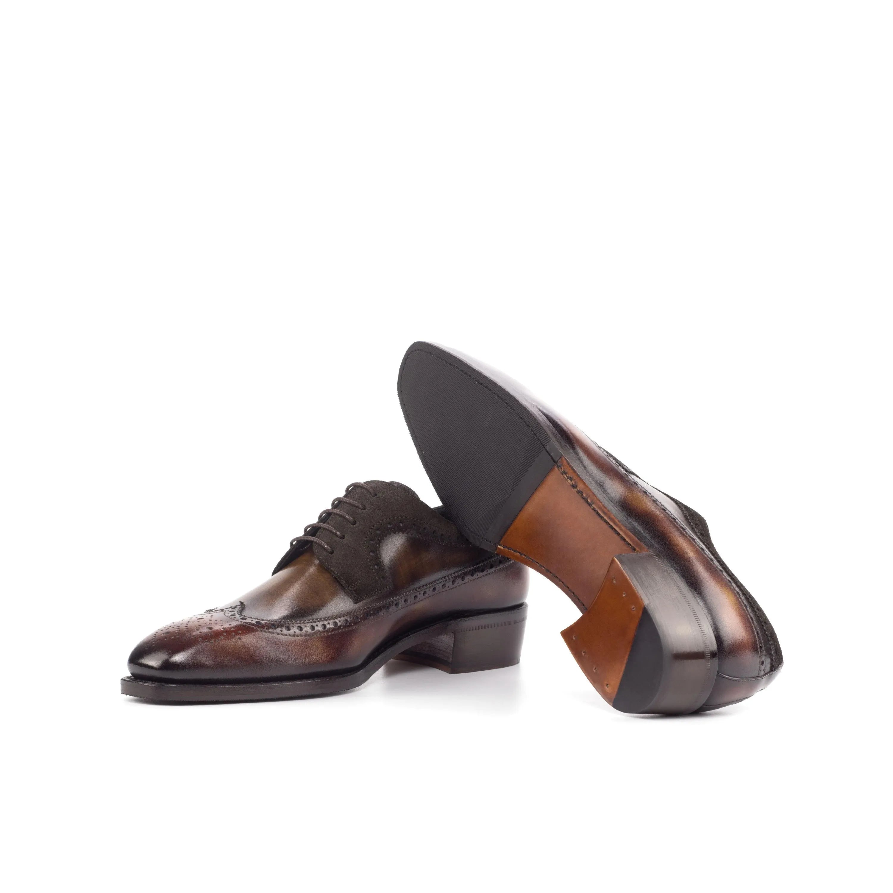Pair of brown leather Harvey Patina Longwing Blucher shoes
