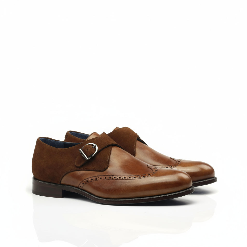 Jabrann Single Monk med brown leather monk strap shoes