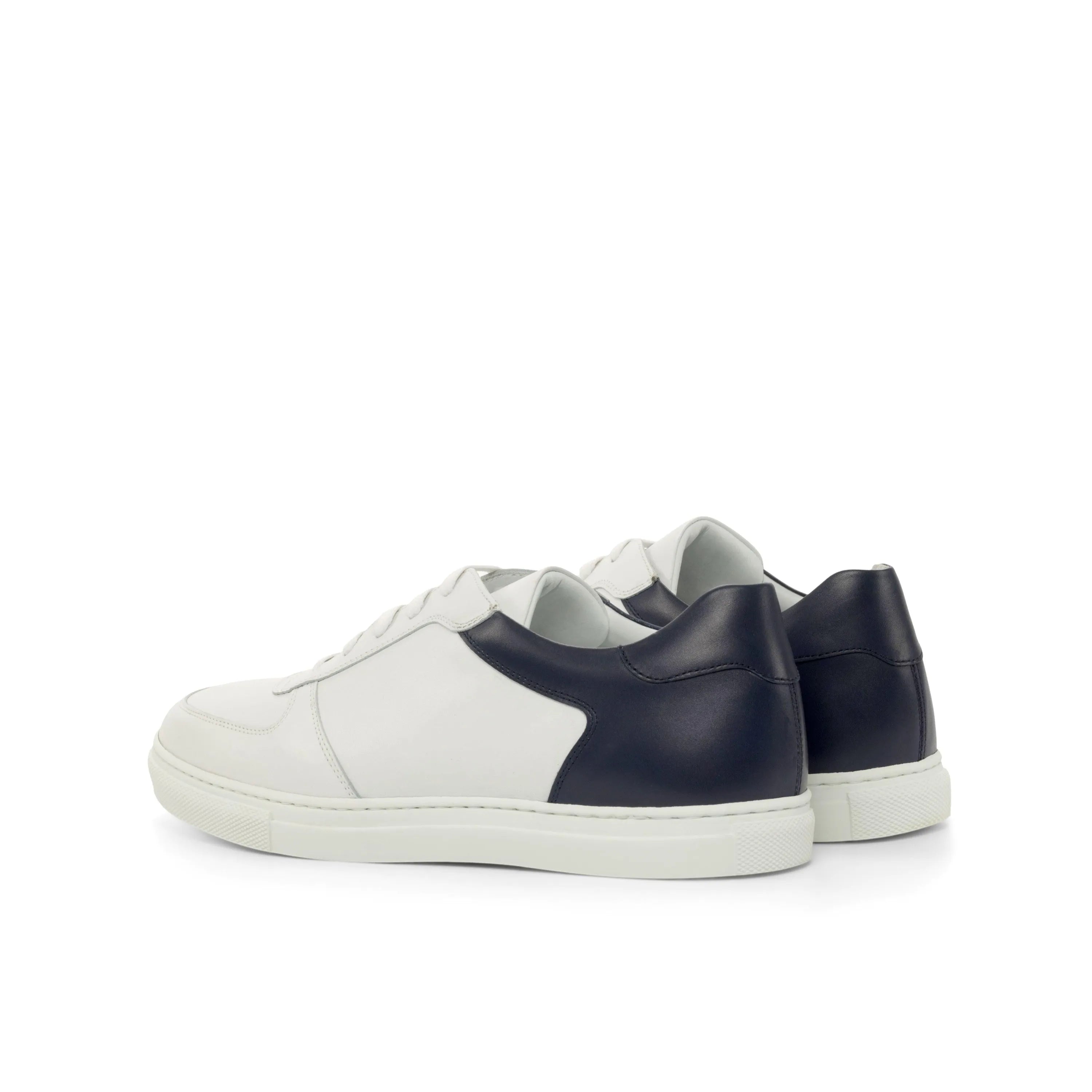 Janko Low Top trainer sneaker in white and navy leather for men