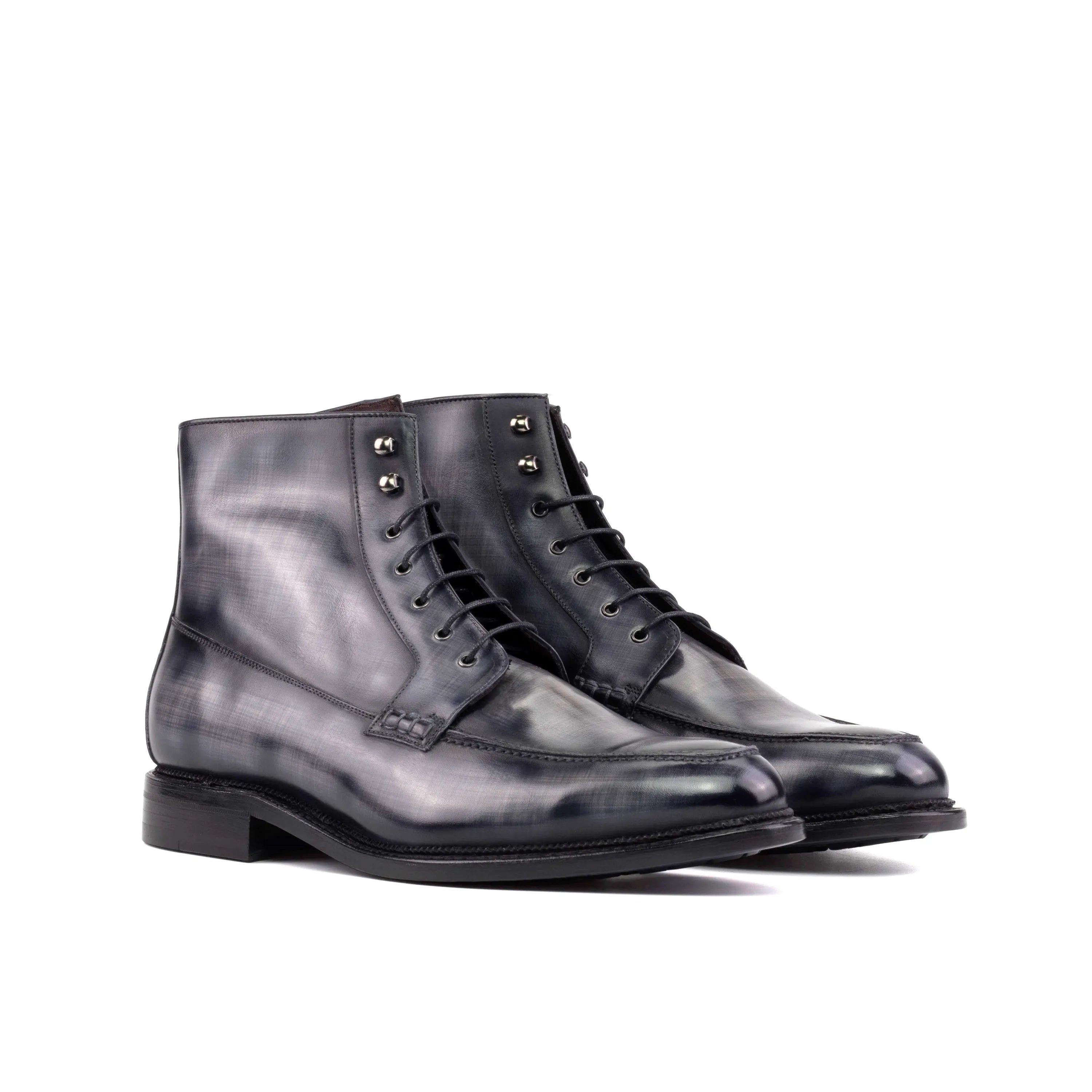 Gray Jarvis Patina Moc lace-up boots in leather