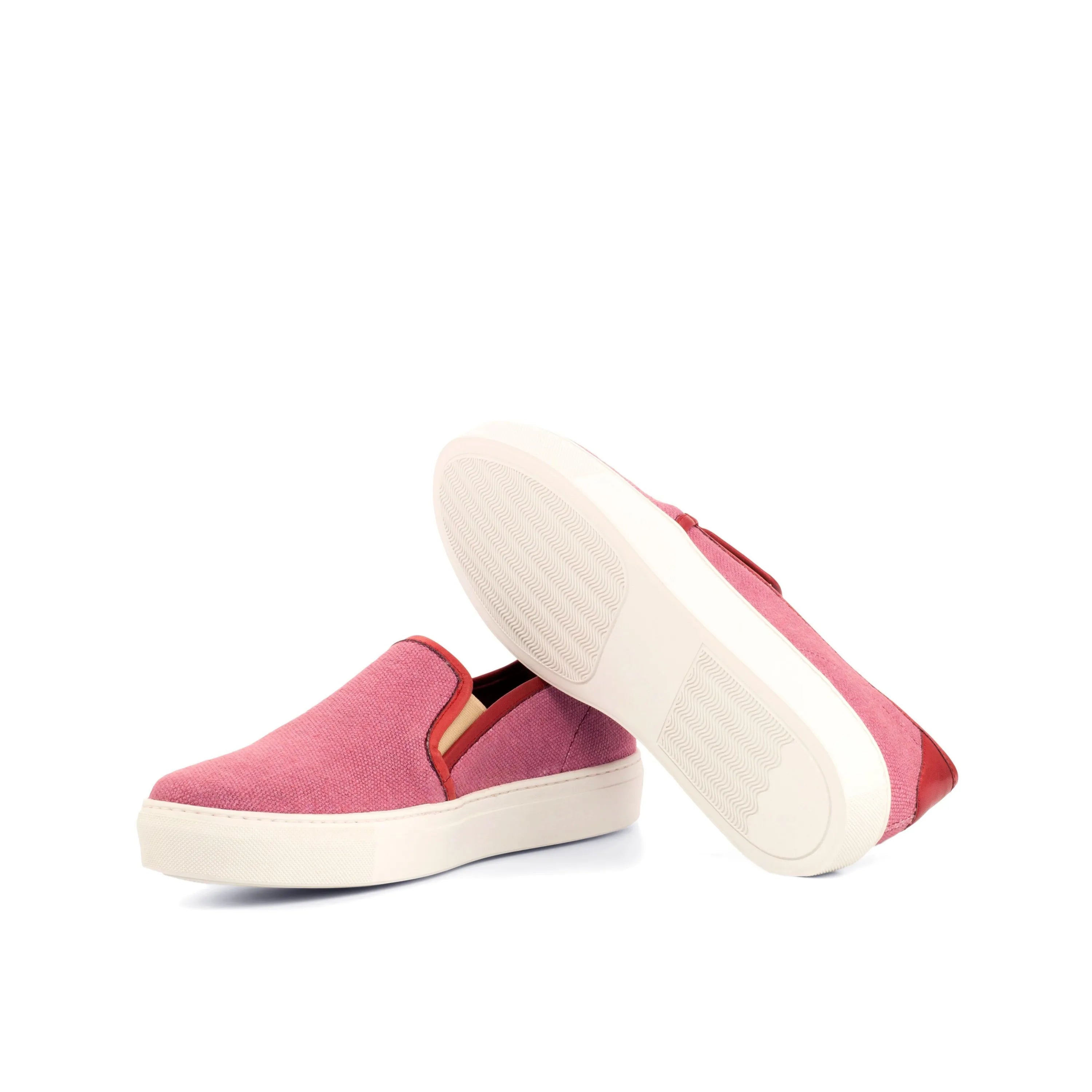 Jewlz91 ladies slipon sneakers II: pair of pink slip-on with white soles