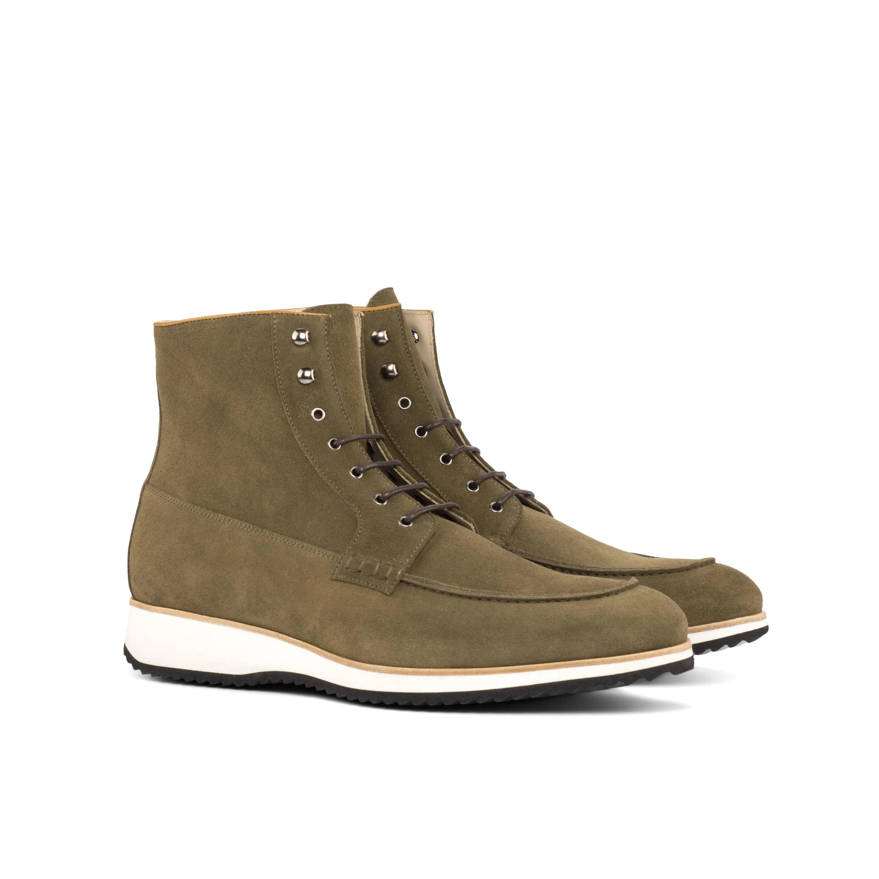 Jmike Moc Boots II in olive-green leather lace-up design