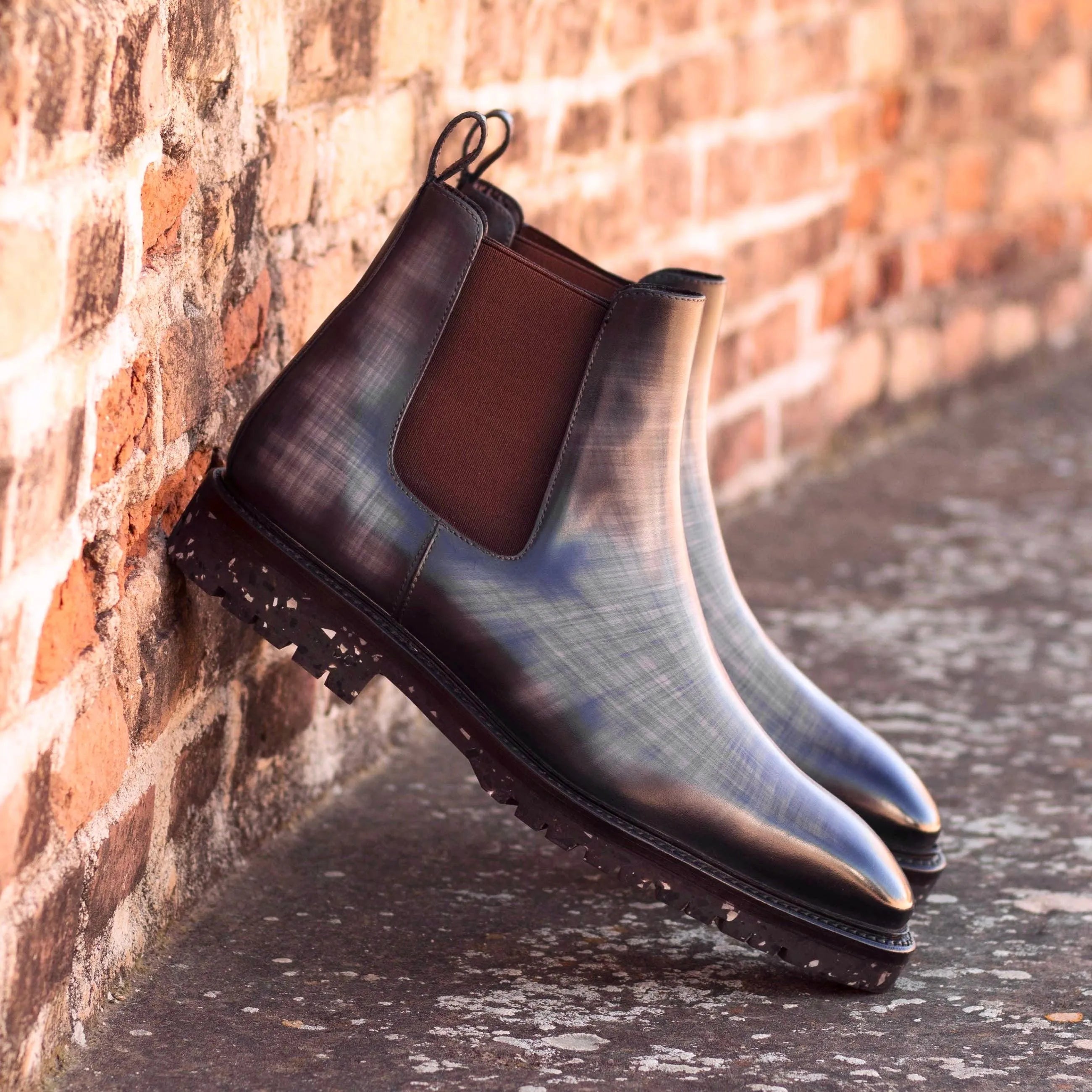 Jorgino patina Chelsea boots II leather back view