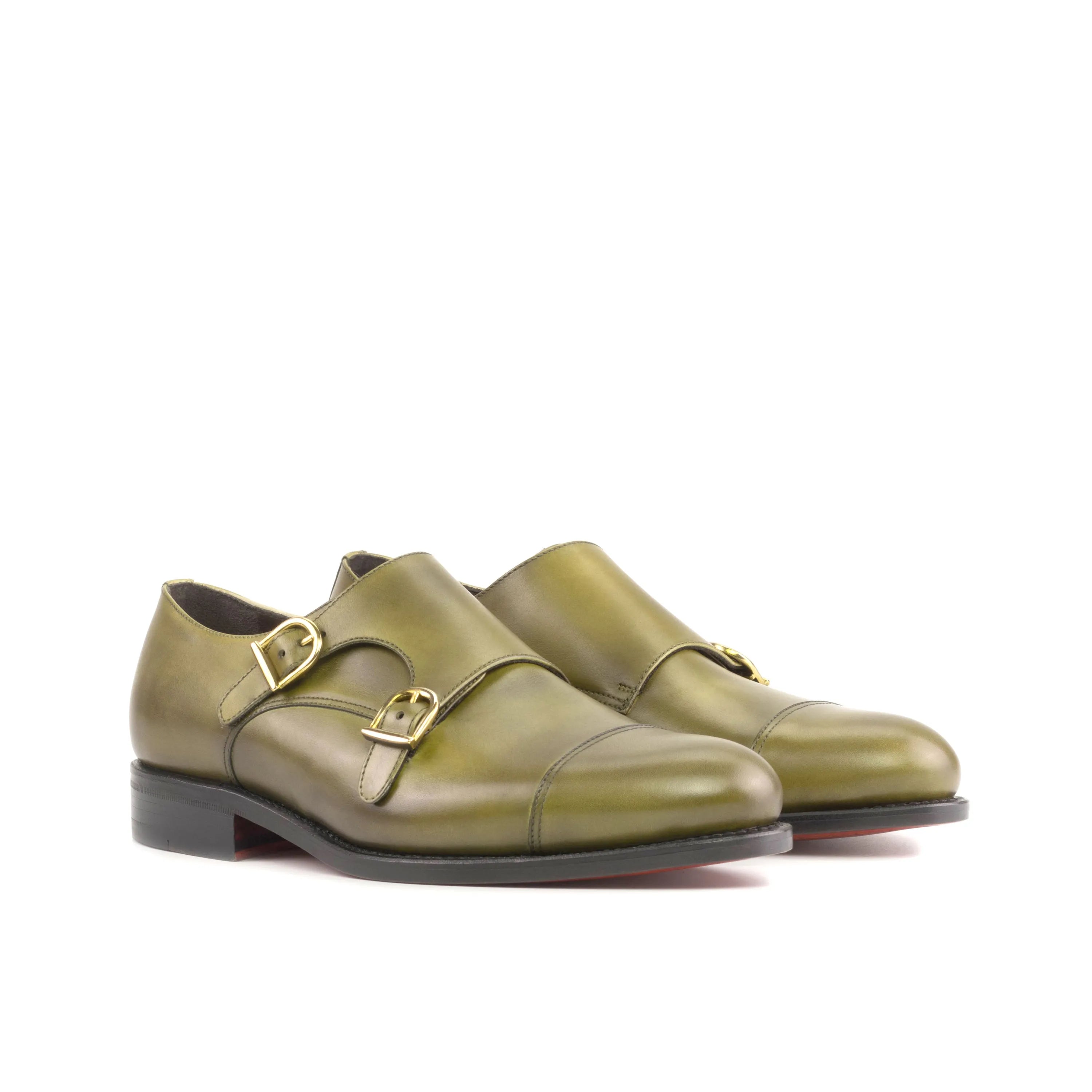 Olive green Jorgo Double Monk Shoes II, fast lane style