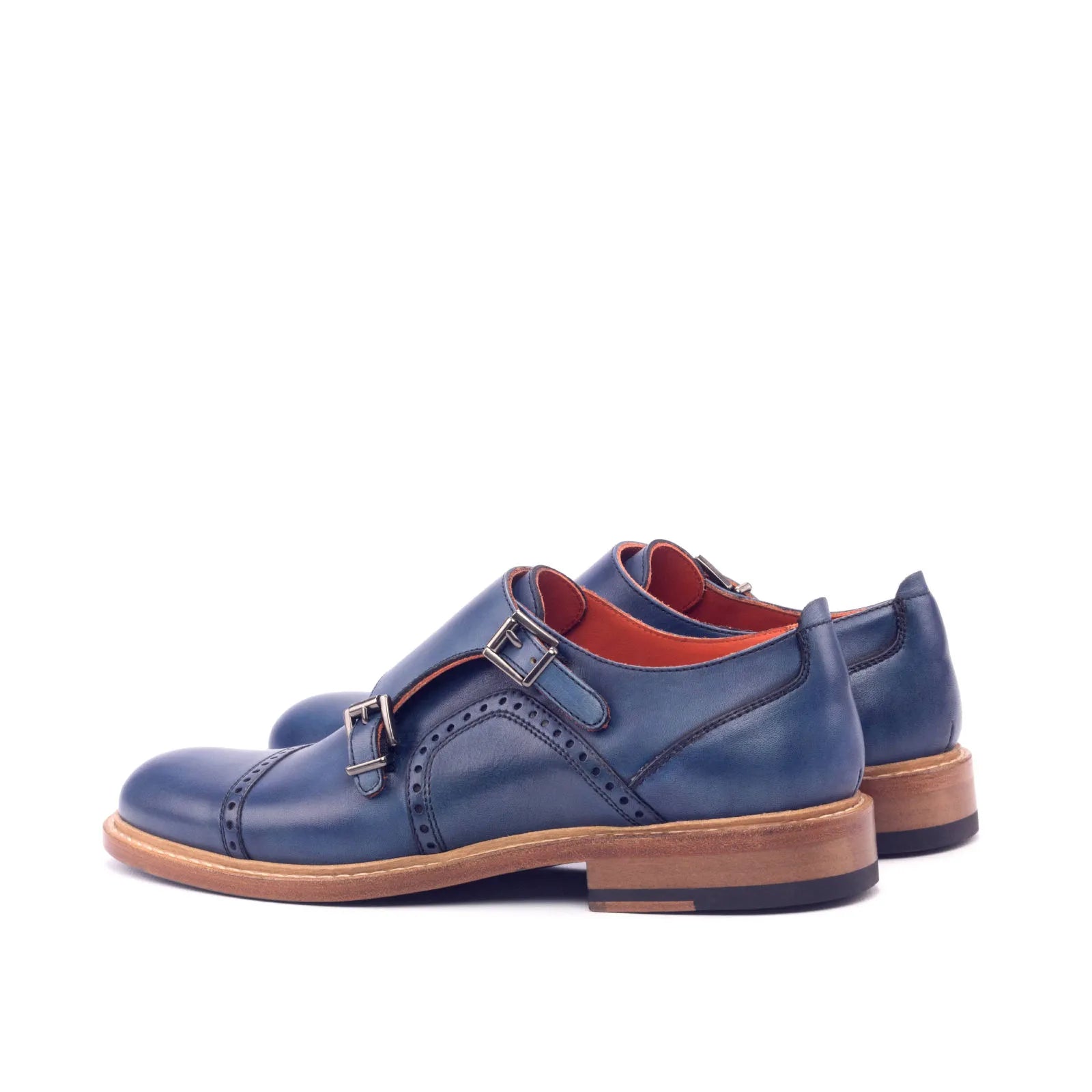 Julieta Woman Double monk strap shoes in blue leather