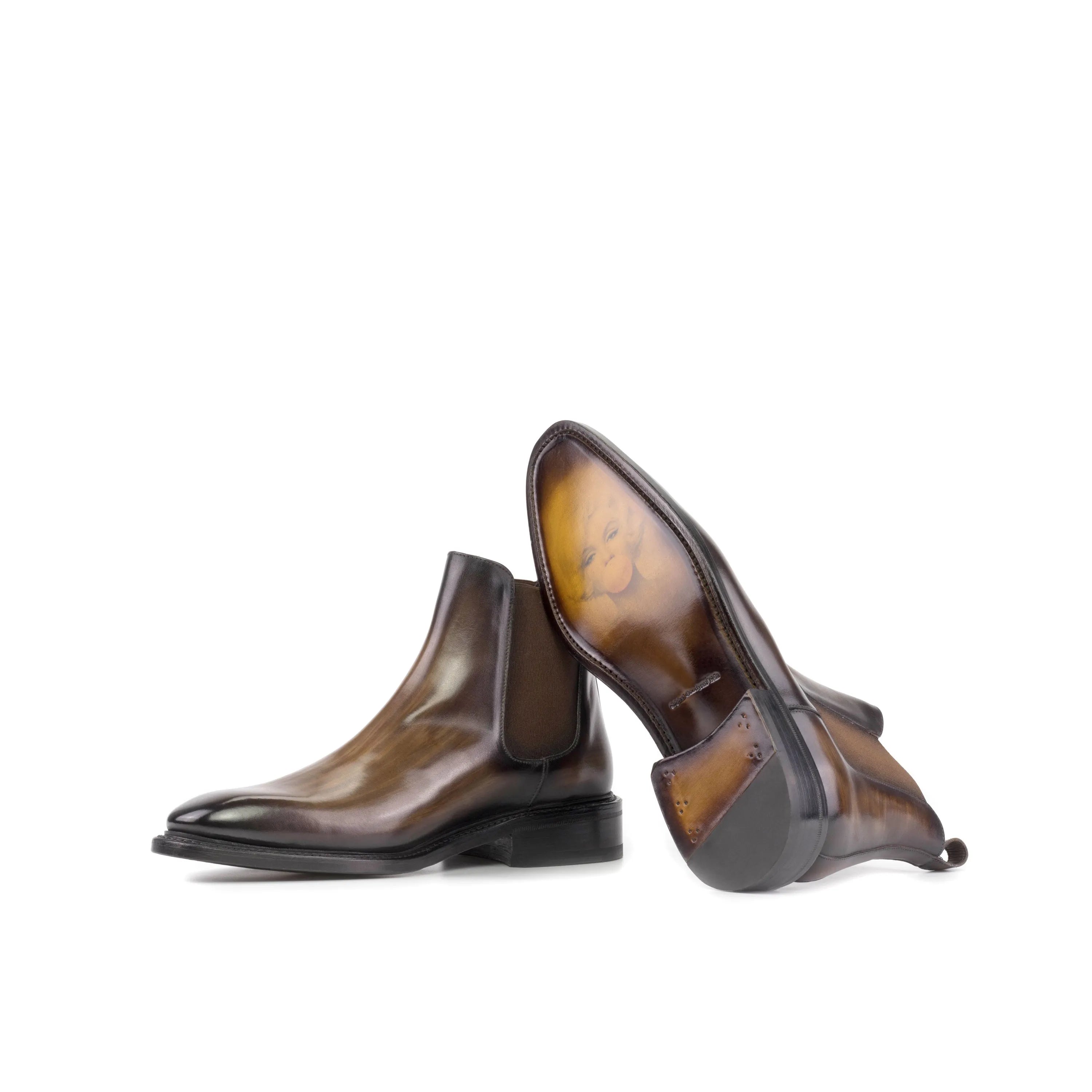 Kennedy patina Chelsea boots in brown leather