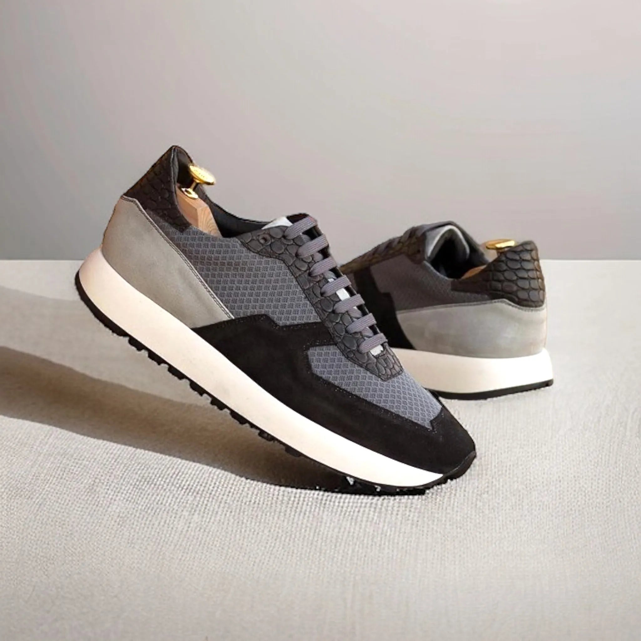 Gray and black Kenricks chunky trainer sneaker back view