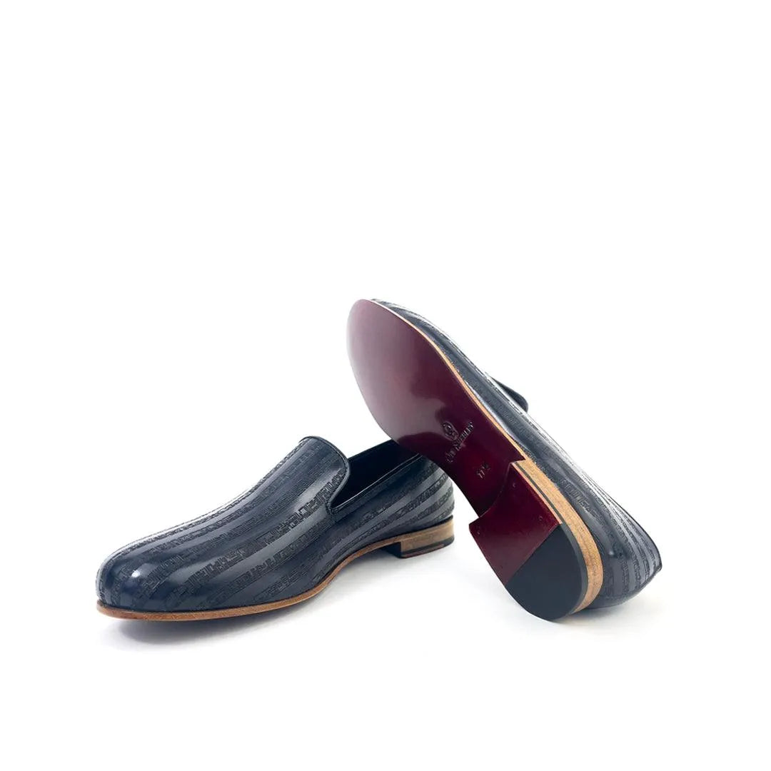 Khalil Patina Wellington Slip-On blue leather loafers pair