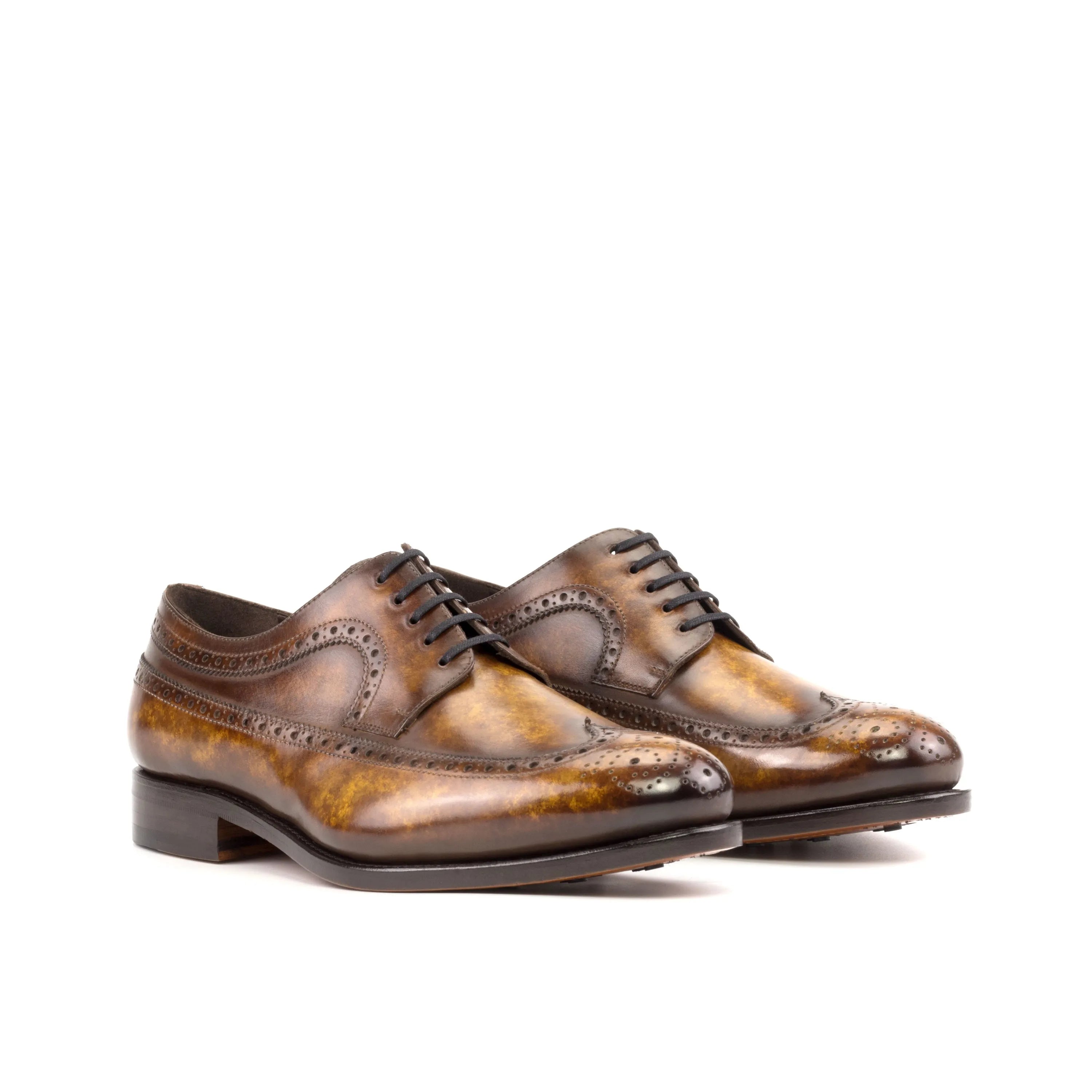 Brown leather Legend Patina Longwing Blucher wingtip dress shoes