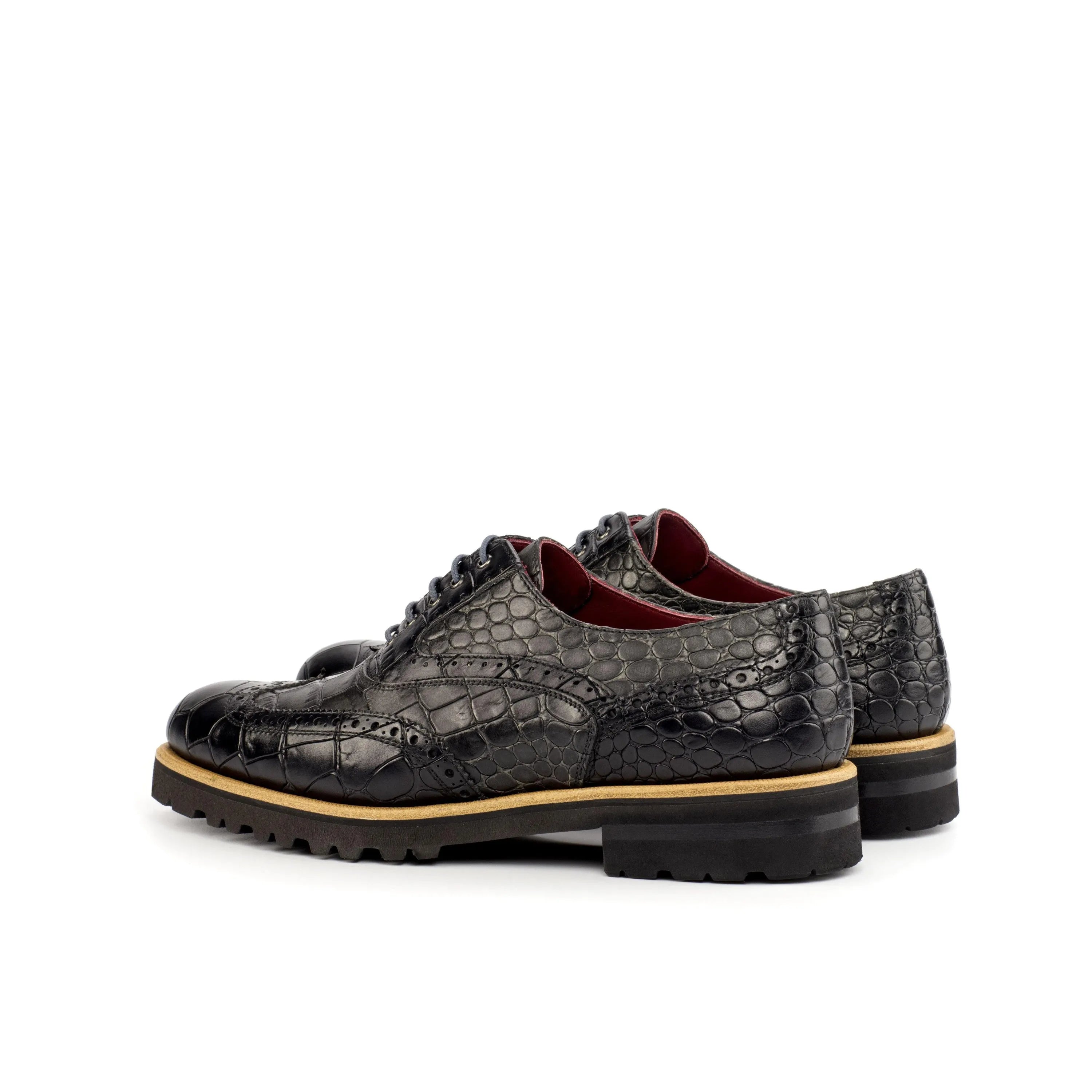 Leima ladies full brogue shoes in croco embossed calf leather