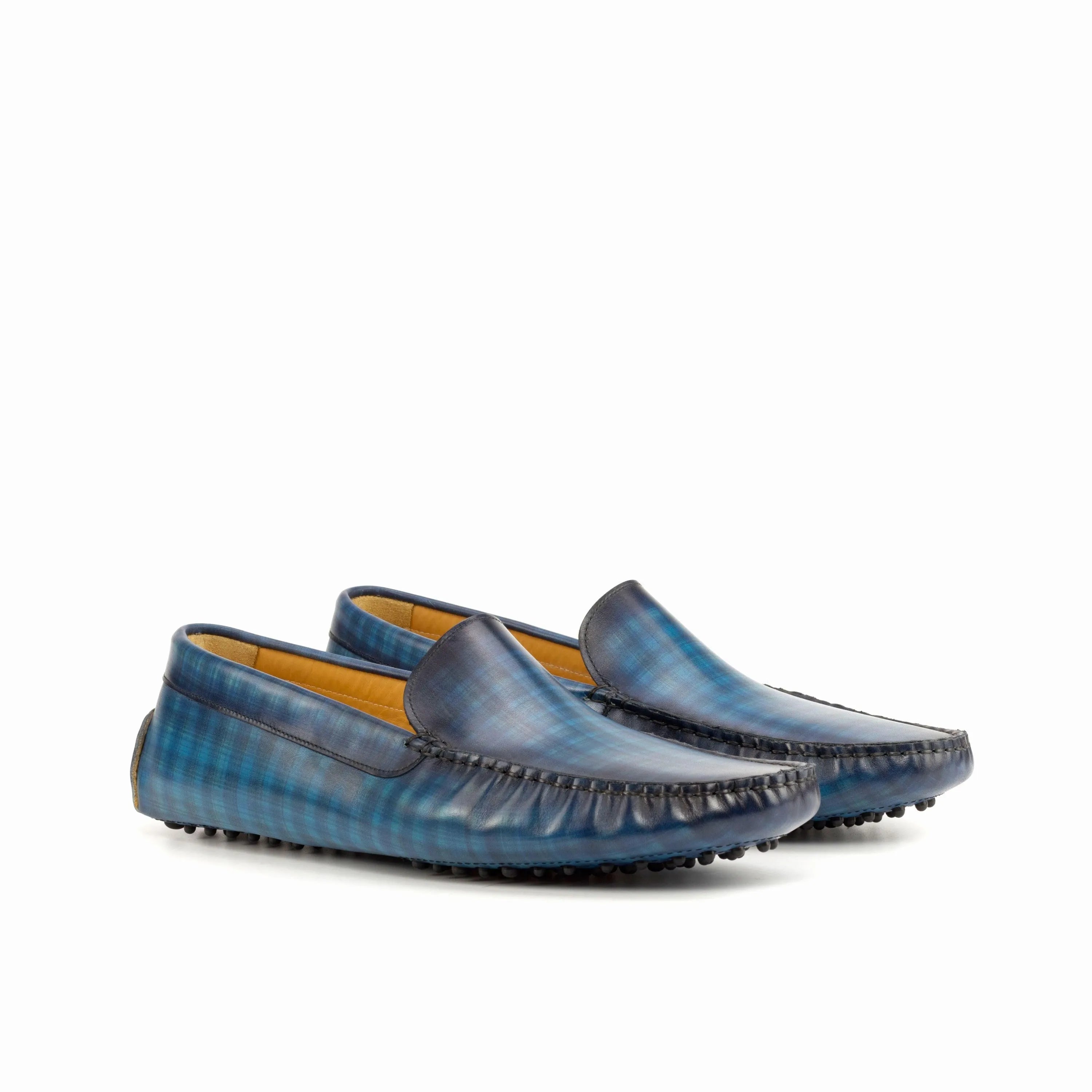 Blue Leonardo Patina Driver II leather driving loafers