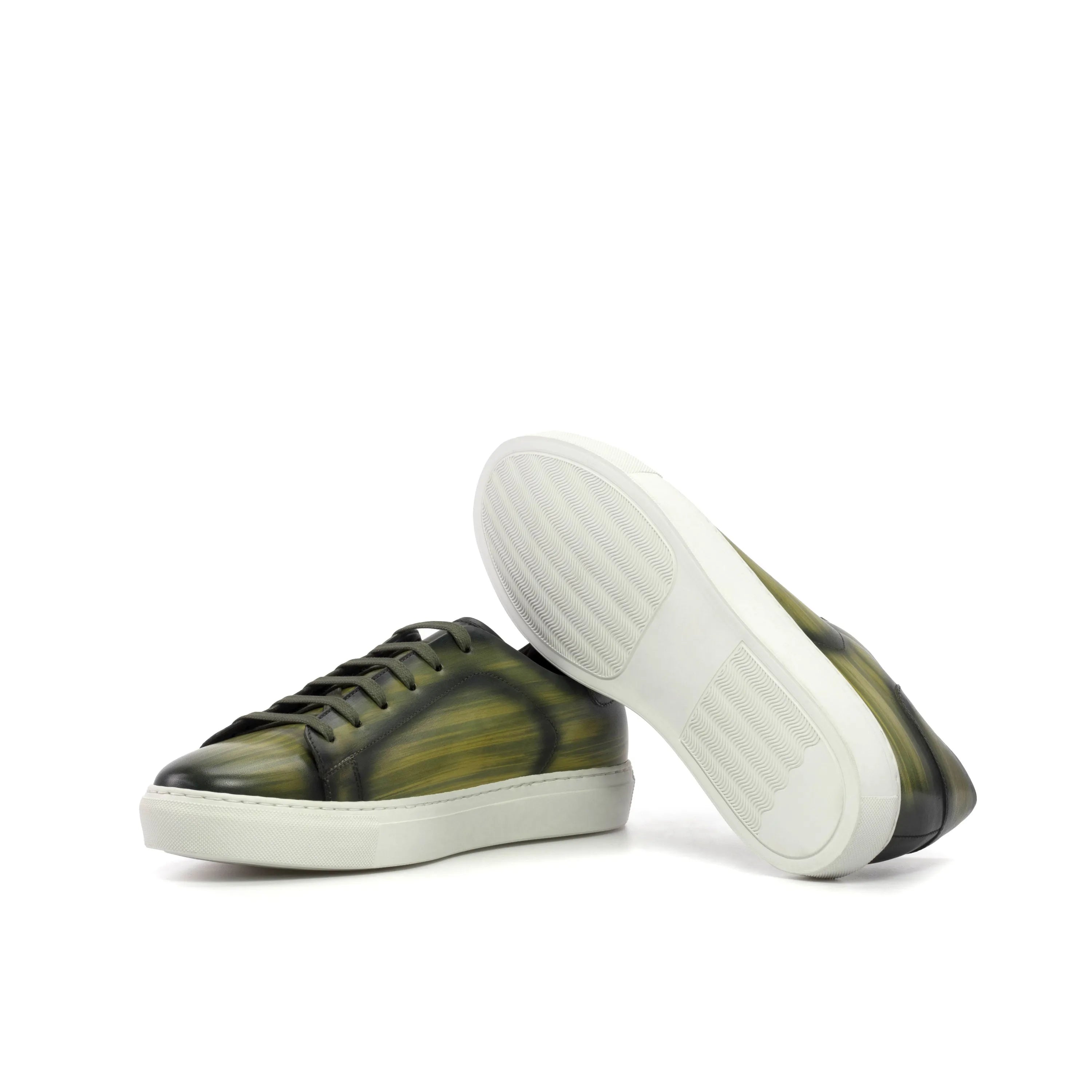 Green Lunar Trainer Patina Sneaker with white cupsole soles