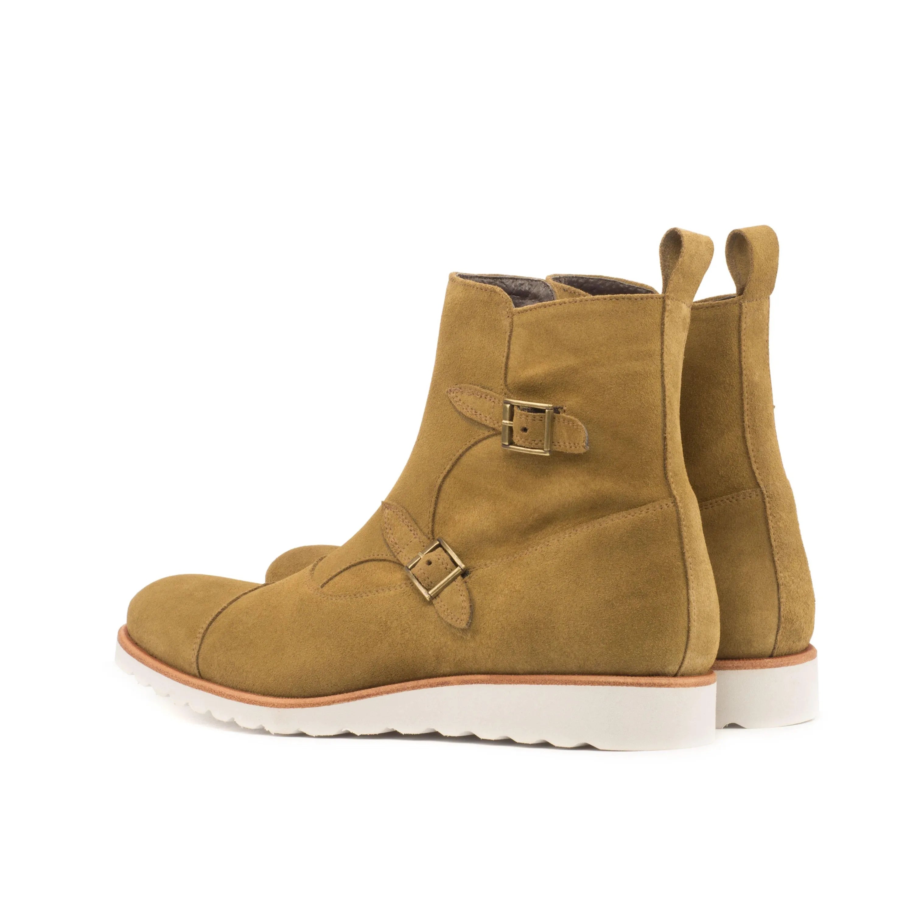 Tan suede monk strap Luta Octavian Boots II back view