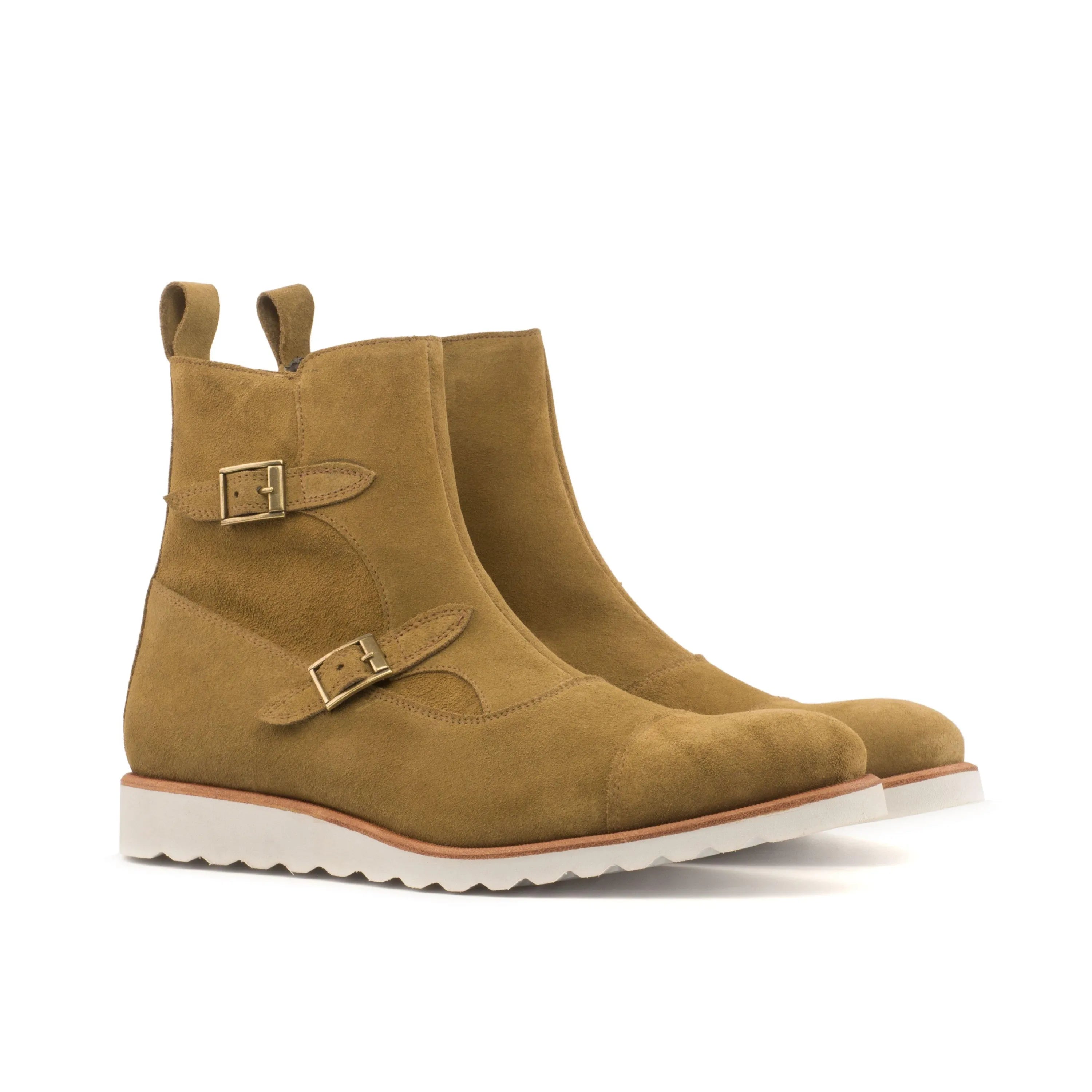 Tan suede monk strap Luta Octavian Boots II back view