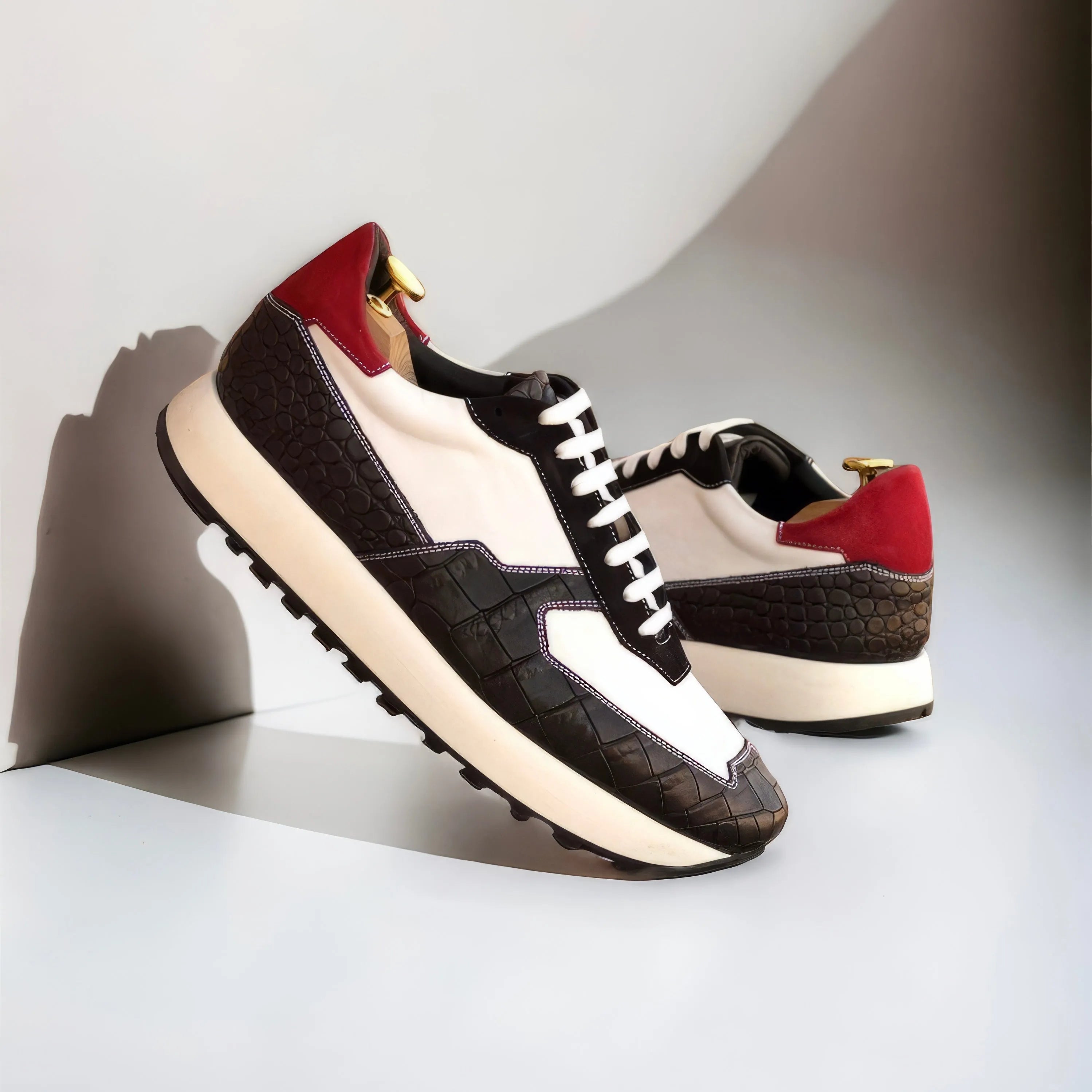 Two-toned leather M2 chunky trainer sneaker II back view