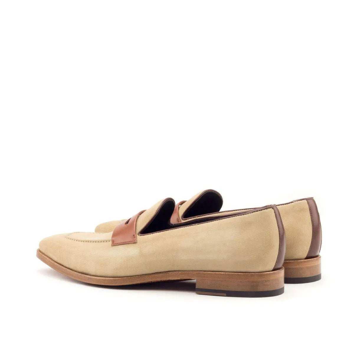 Back view of Madi Loafers II in beige box calf luxury bespoke shoes for men