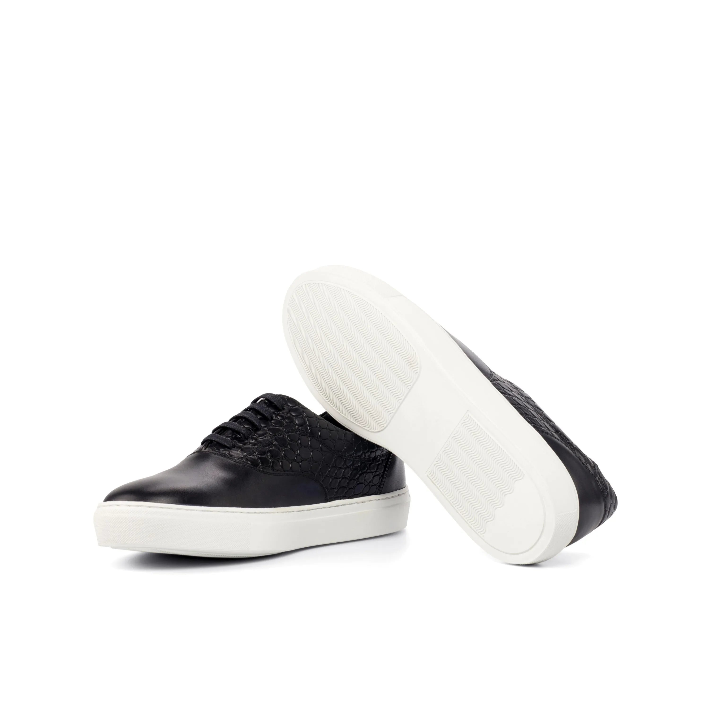 Black painted Mady Top Sider sneaker with white cupsole trainer soles