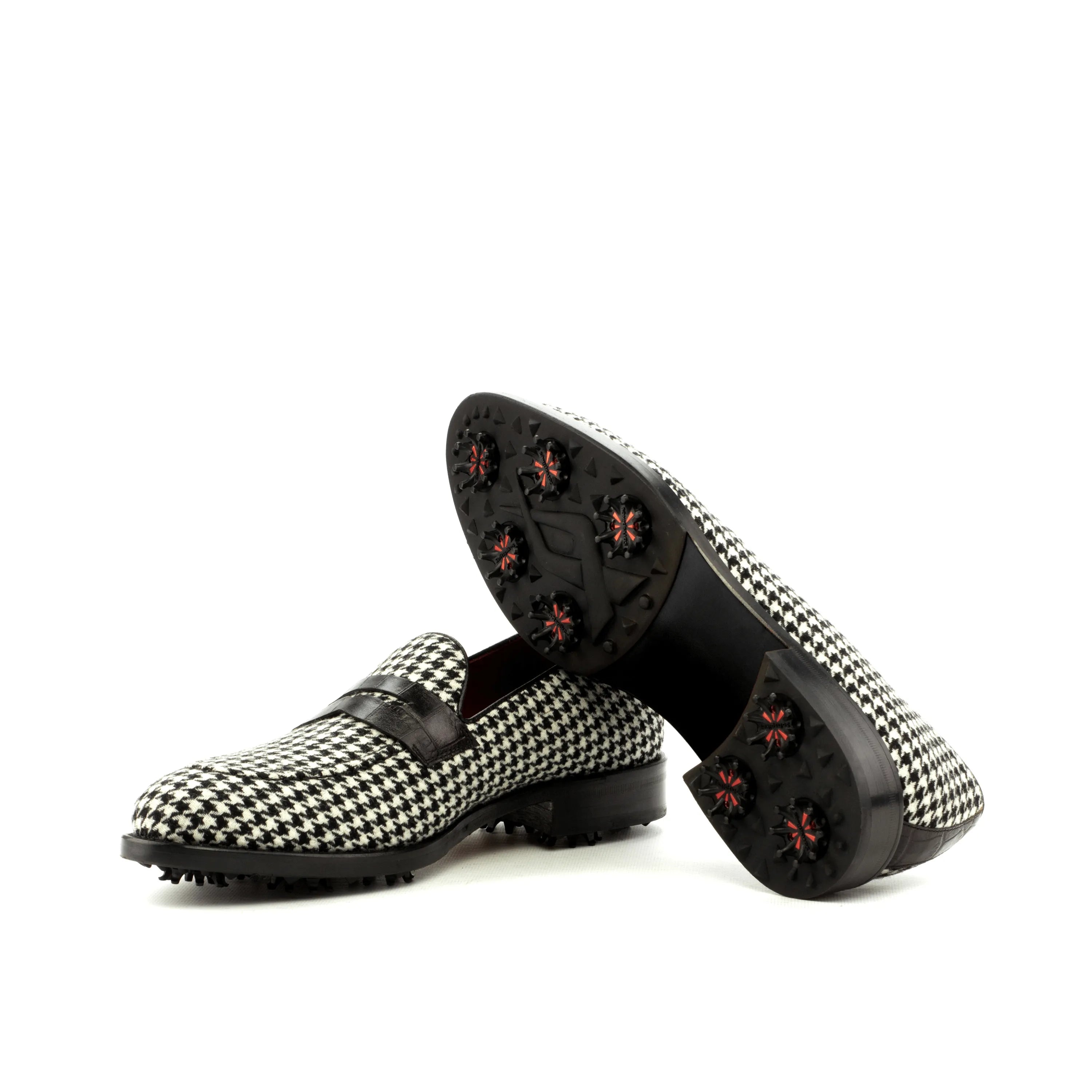 Maklak loafer golf shoes II in houndstooth pattern