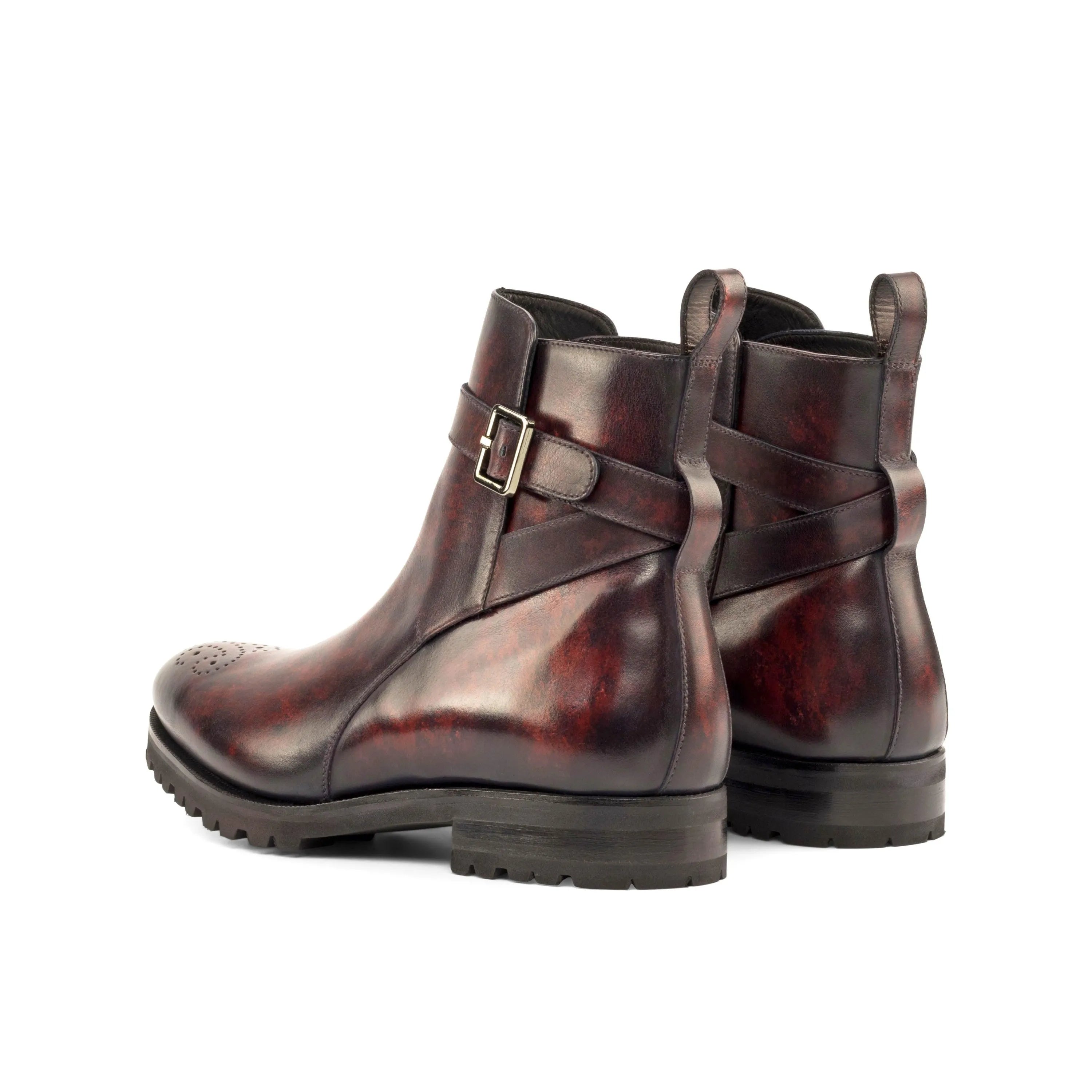 Burgundy leather Mando Jodhpur Patina Boots ankle view