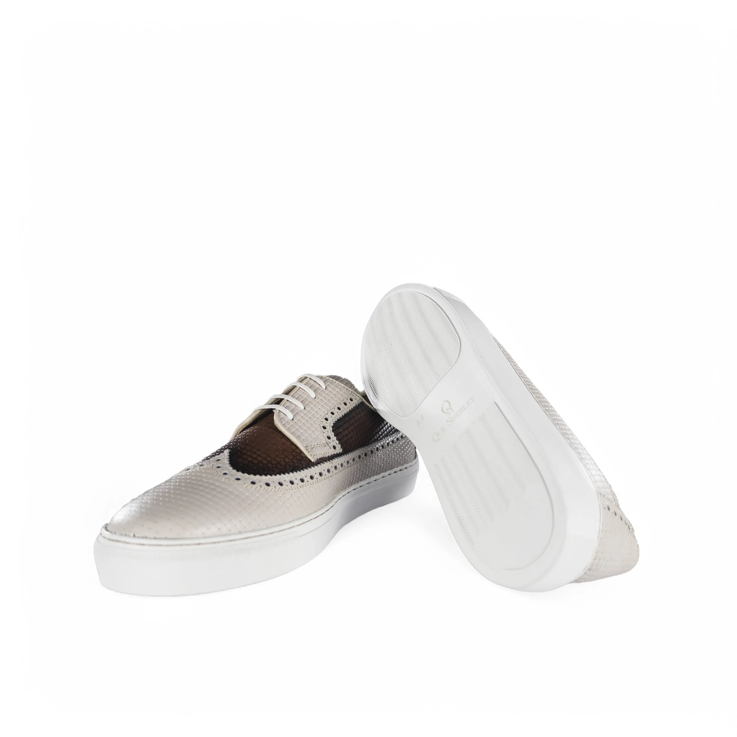 Markof Longwing Sneaker II: two-tone leather dress sneakers with wingtip detailing