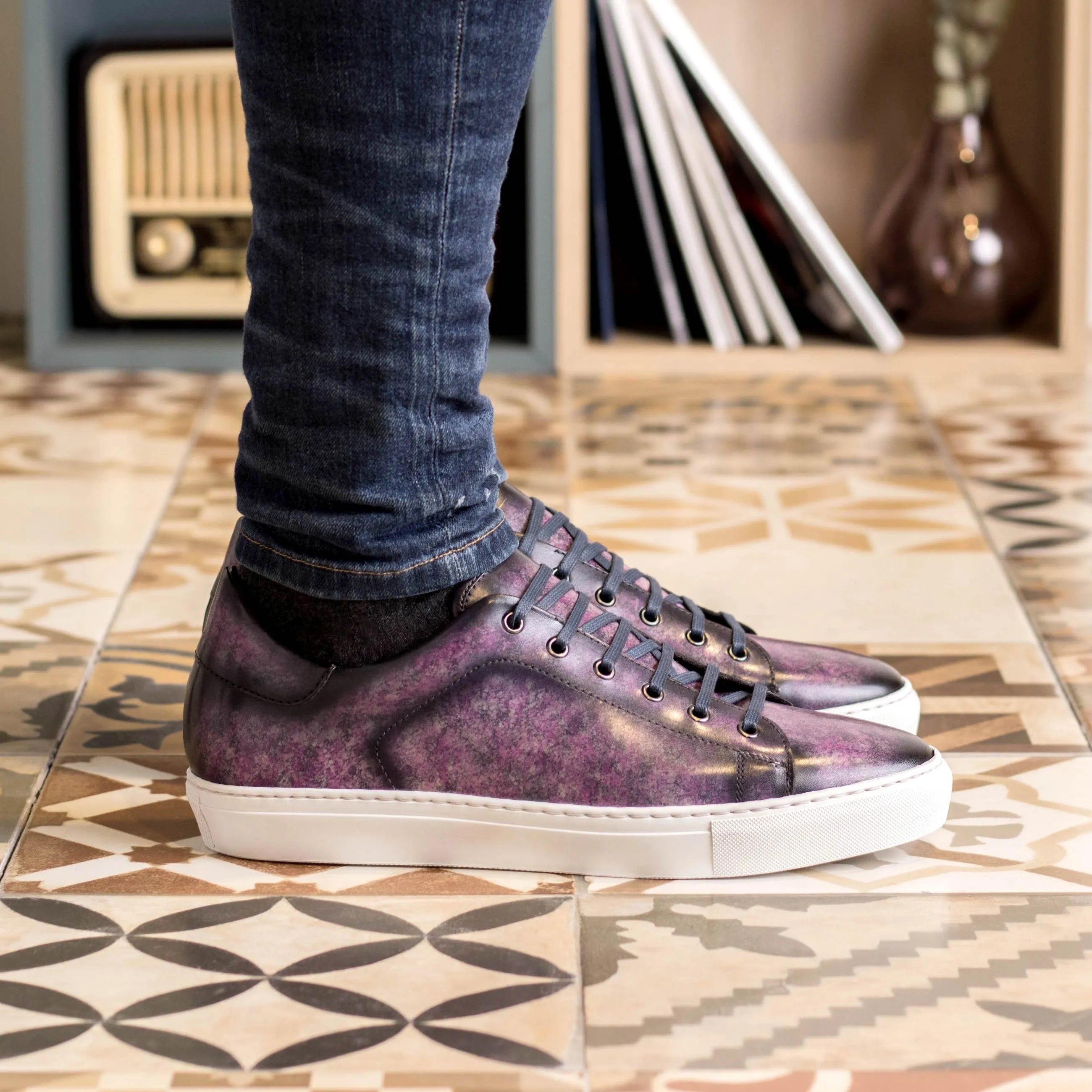 Purple MarkT trainer patina sneaker in leather with cupsole