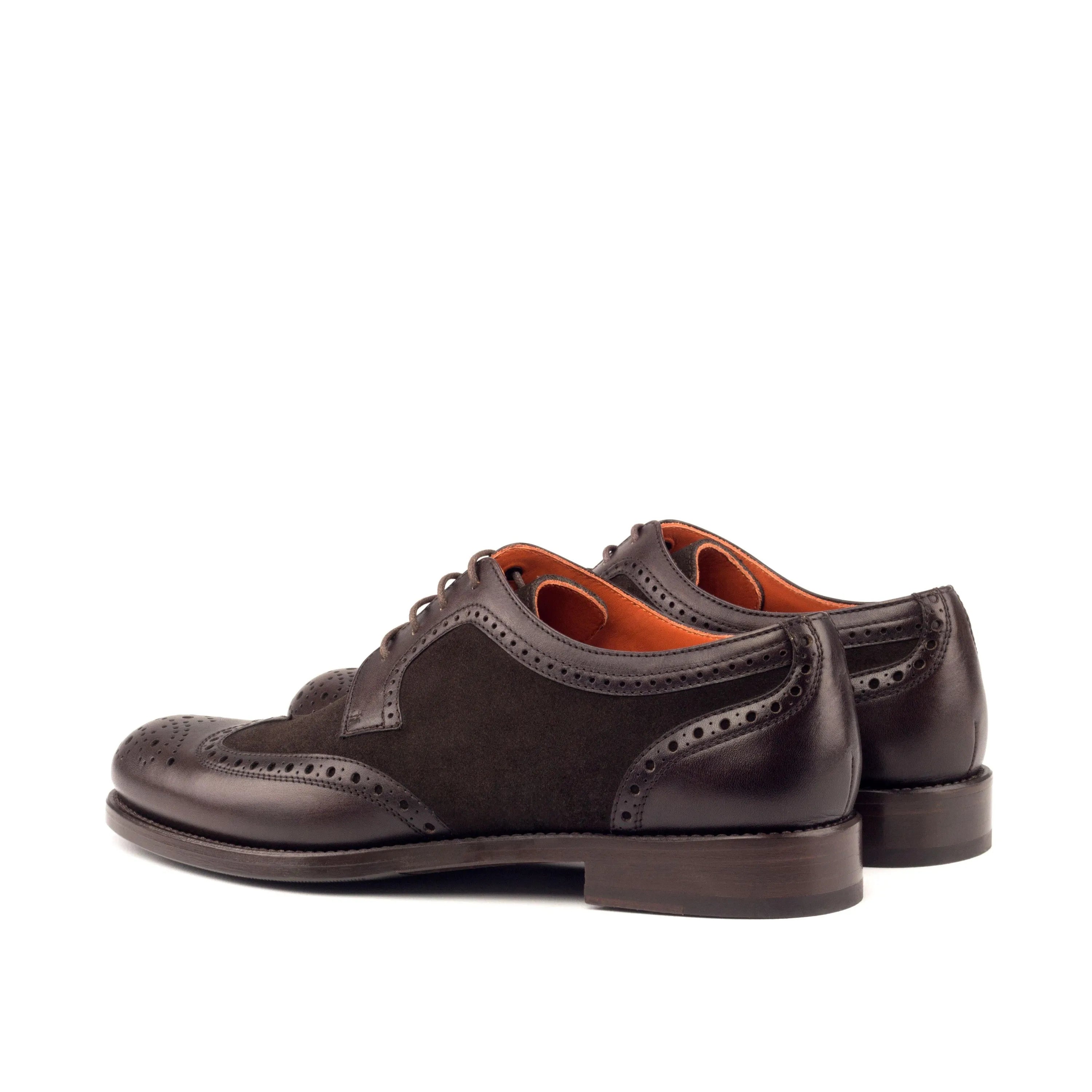 Marlene ladies derby wingtip in brown leather and suede