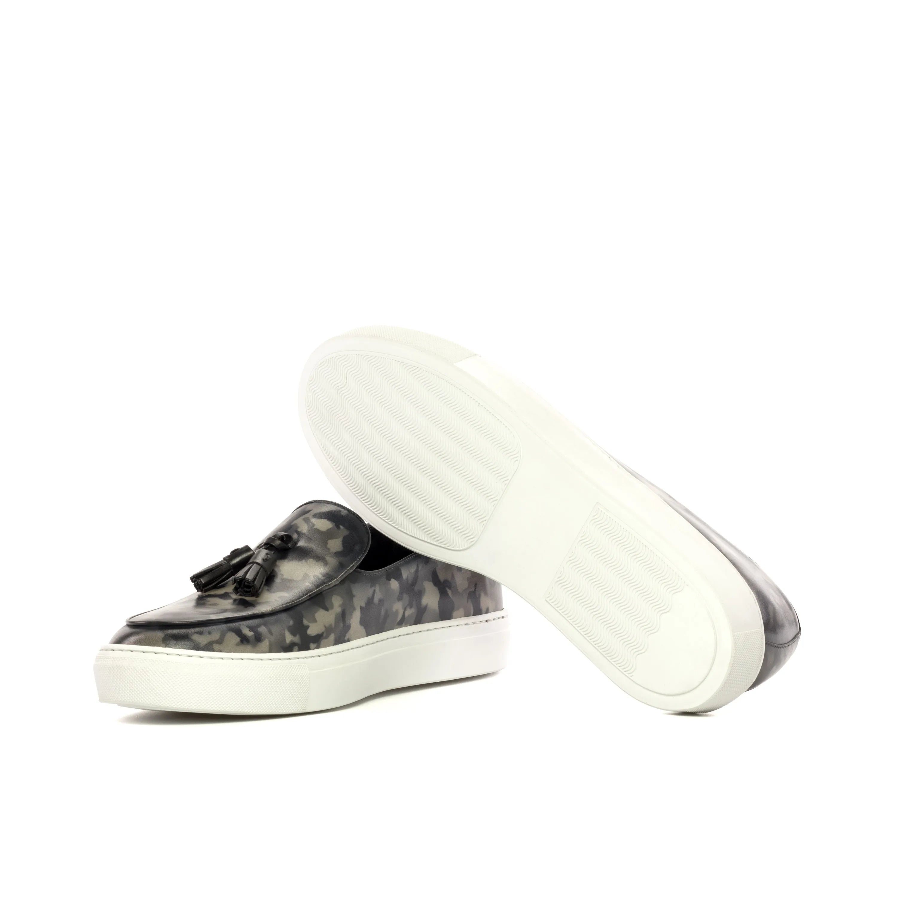 Martin Patina Belgian loafer with camouflage tassel and white sole