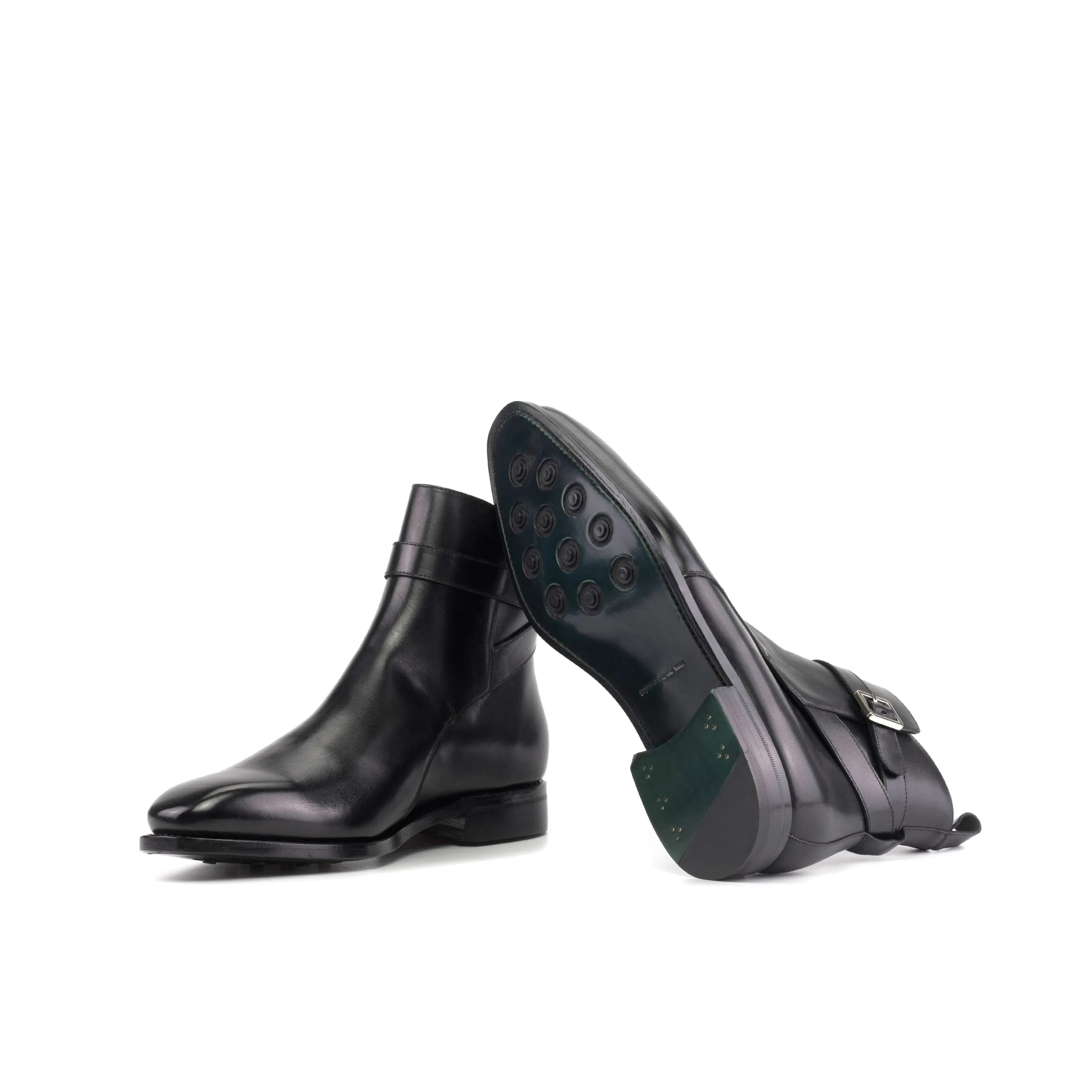 Martys Jodhpur Boots: black leather monk strap back view