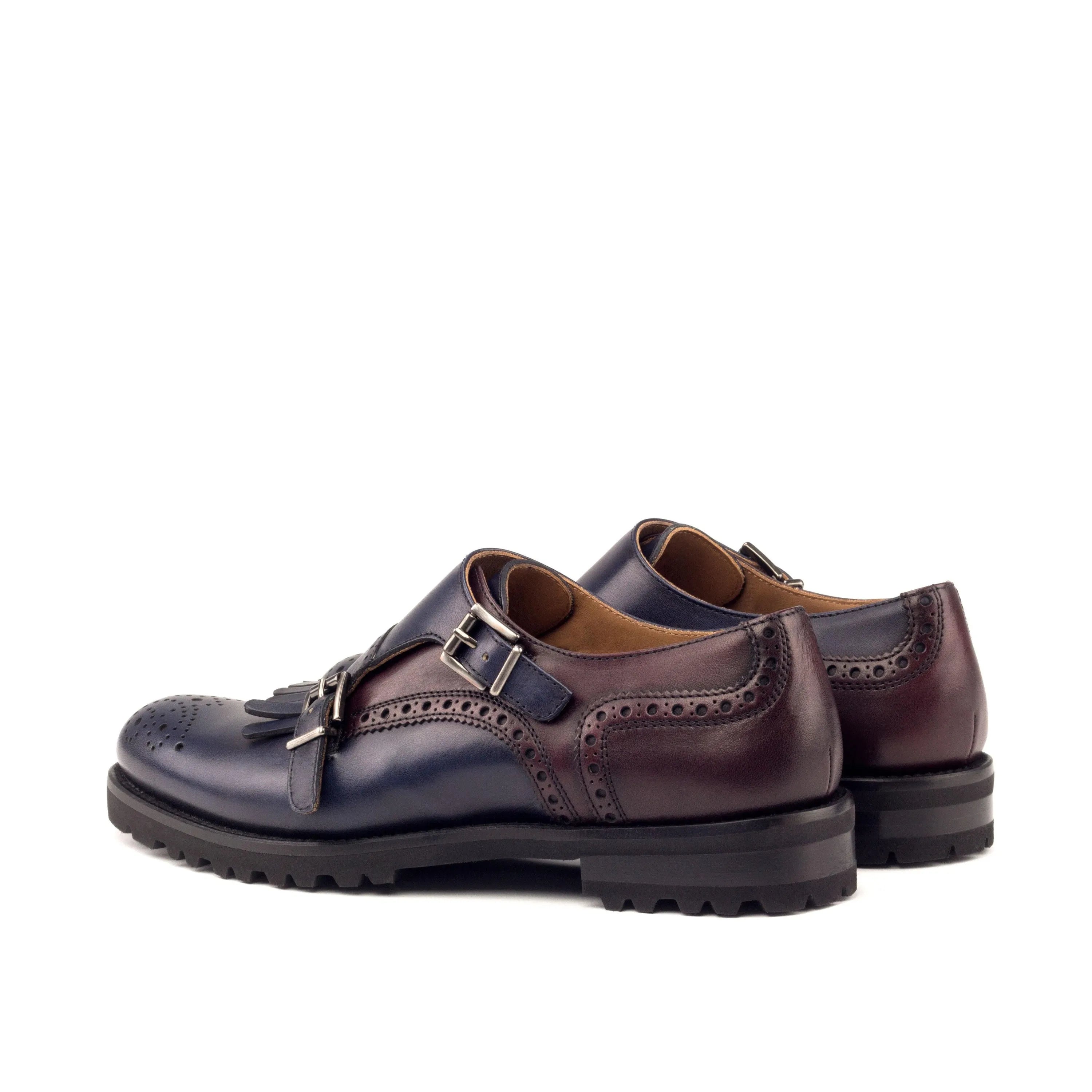 Maryet Kiltie unisex monk strap two-tone painted calf leather shoes
