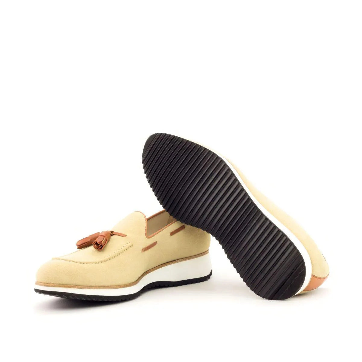 Mena loafers II in beige leather tassel design