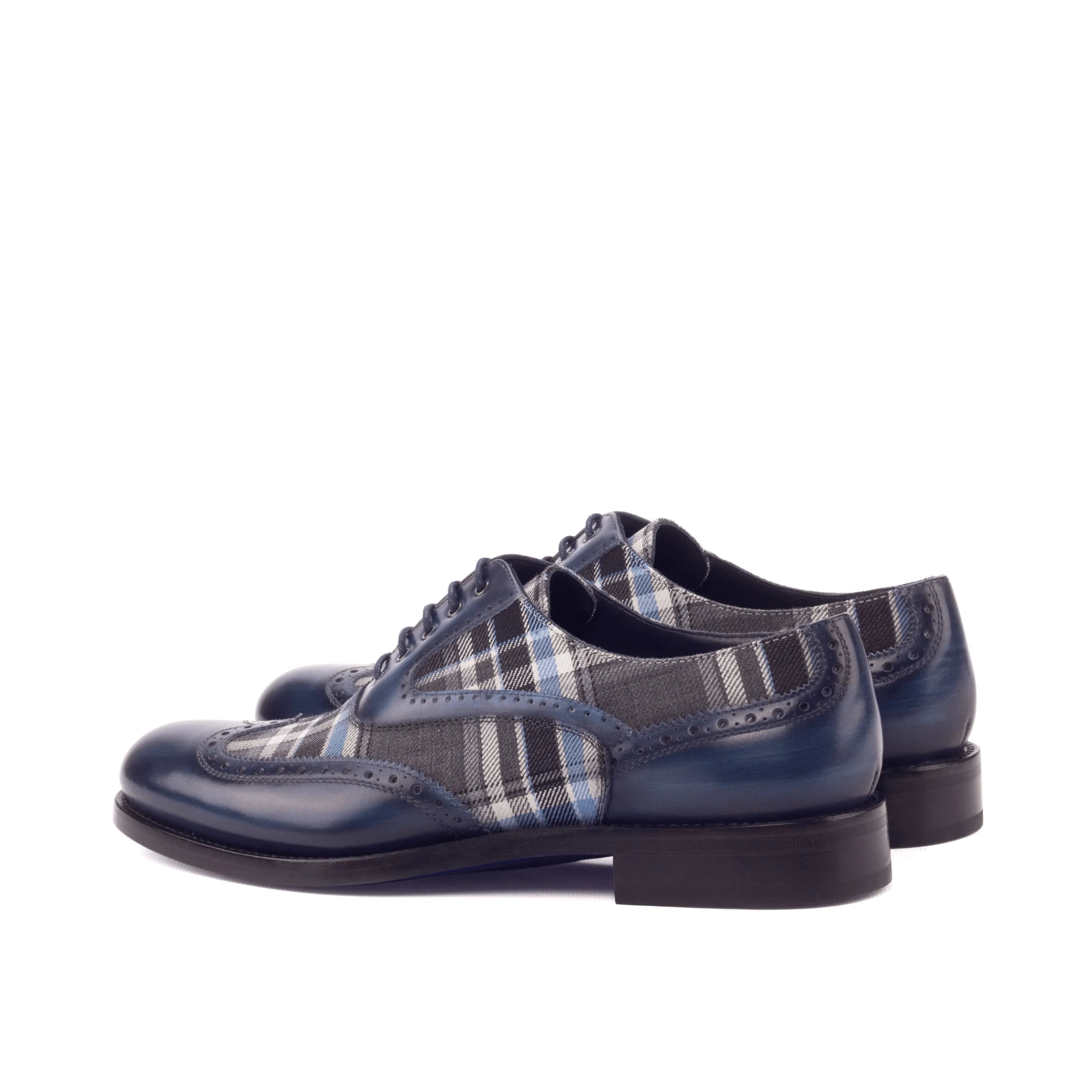 Mira ladies full brogue dress shoes in blue plaid