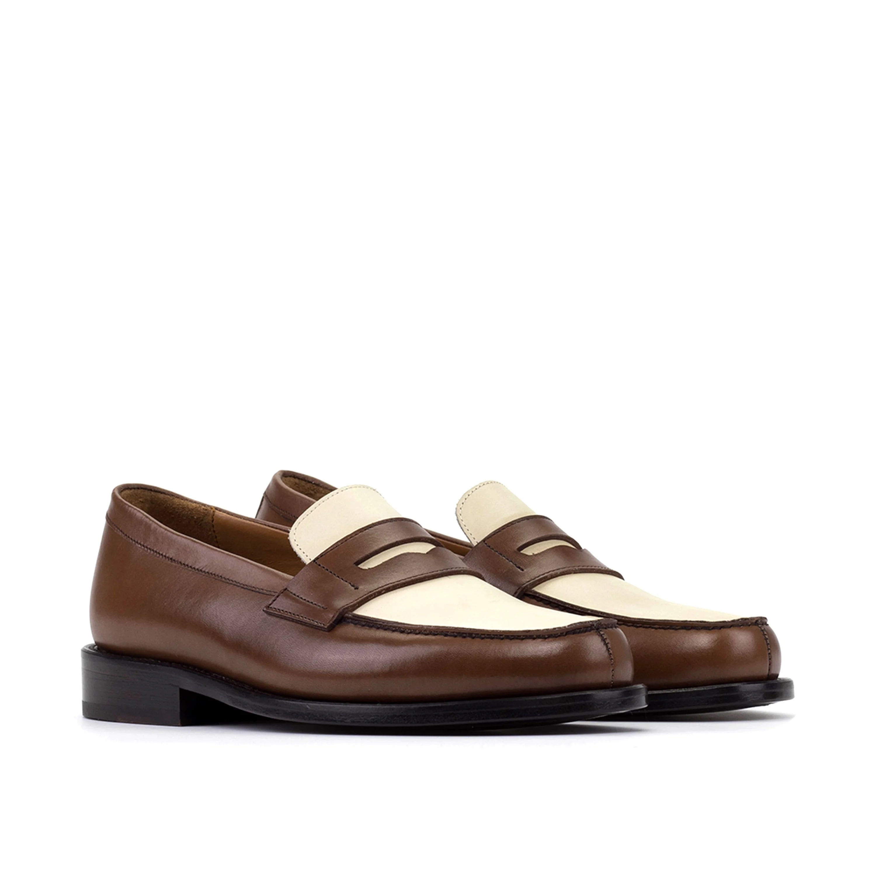 MondayOne penny loafers II in brown and cream two-tone leather