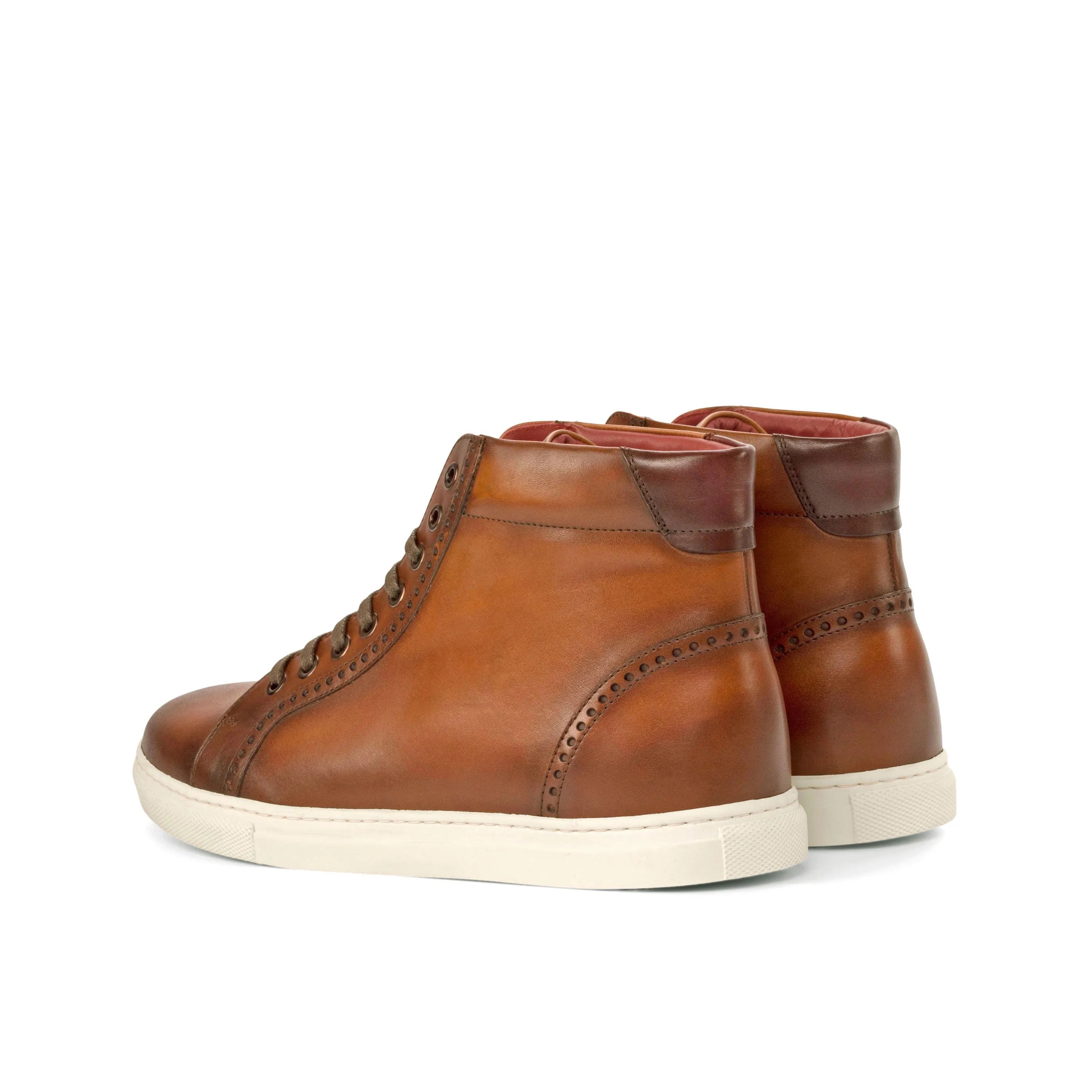 Brown leather Moon High Kicks Sneakers II high-top back view
