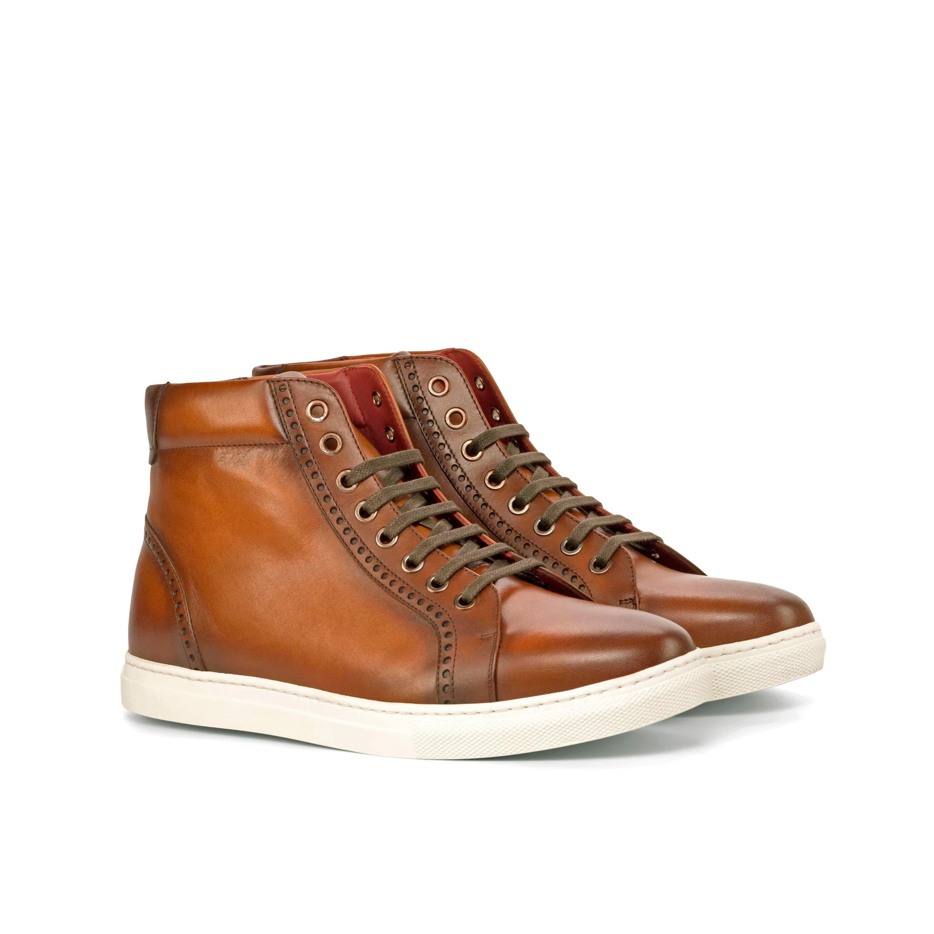 Brown leather Moon High Kicks Sneakers II high-top back view