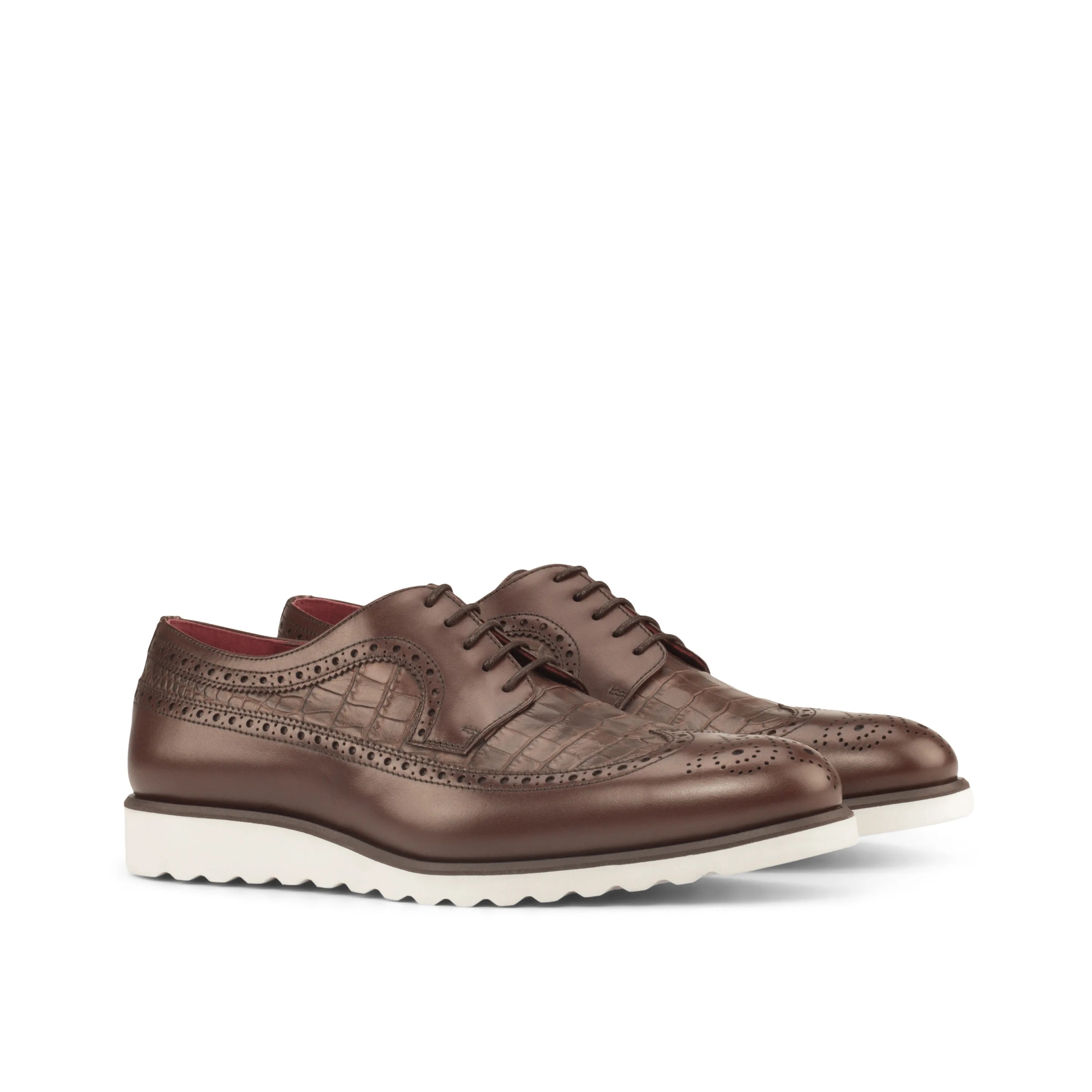 Nevada Longwing Blucher brown leather dress shoes
