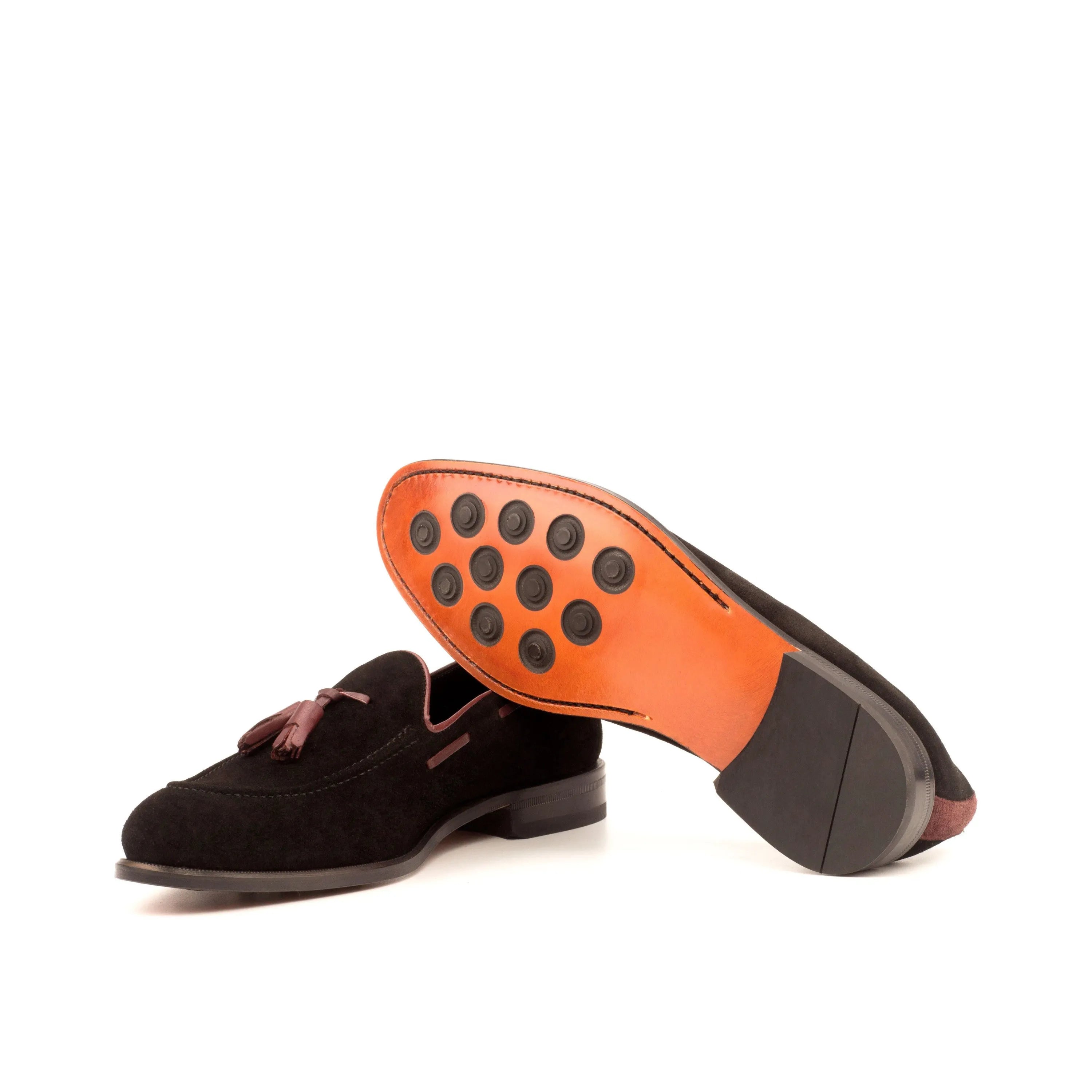 Black suede tassel Nonda Loafers II with rounded toe for men