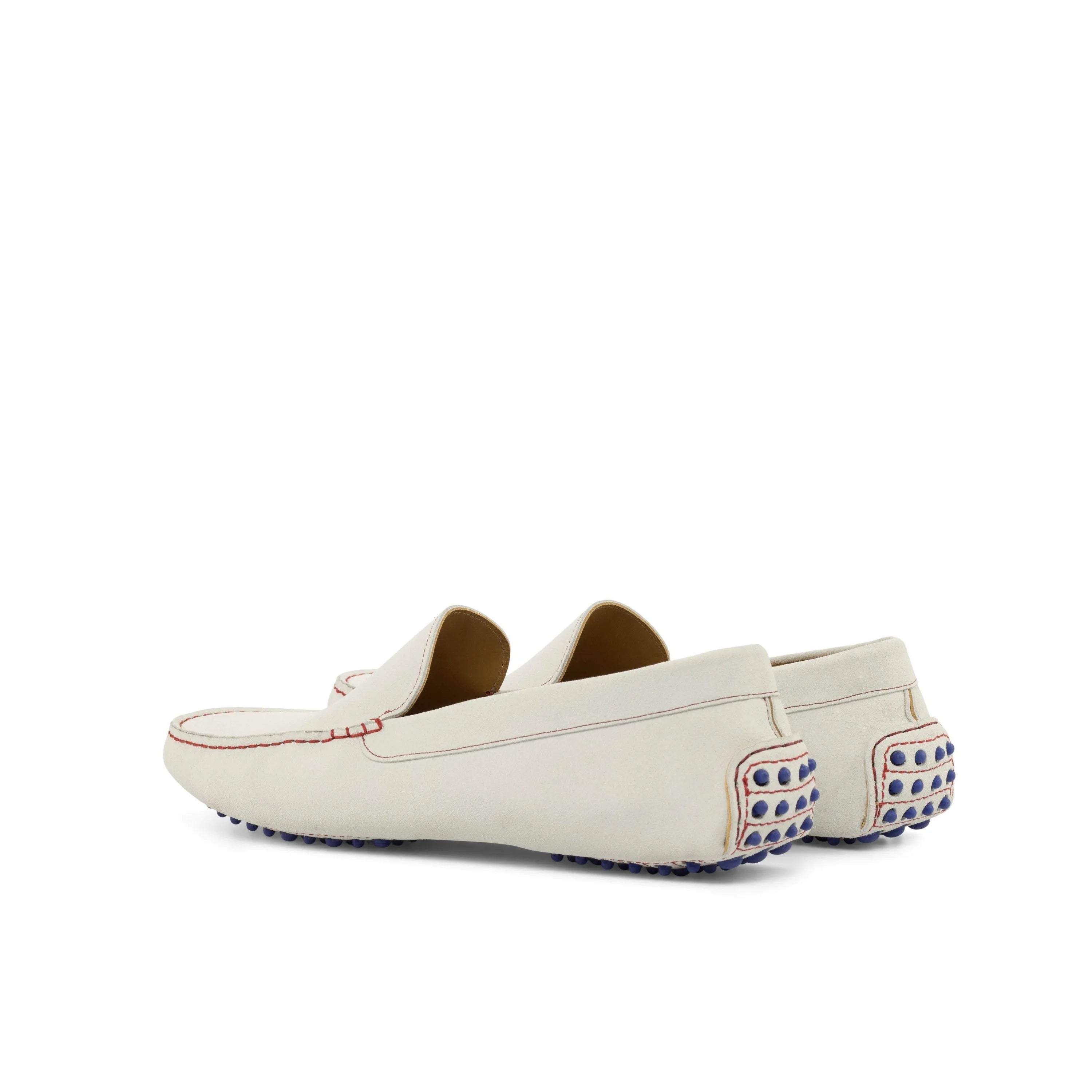 North Driver II cream loafers with blue white sole studs luxury bespoke shoes