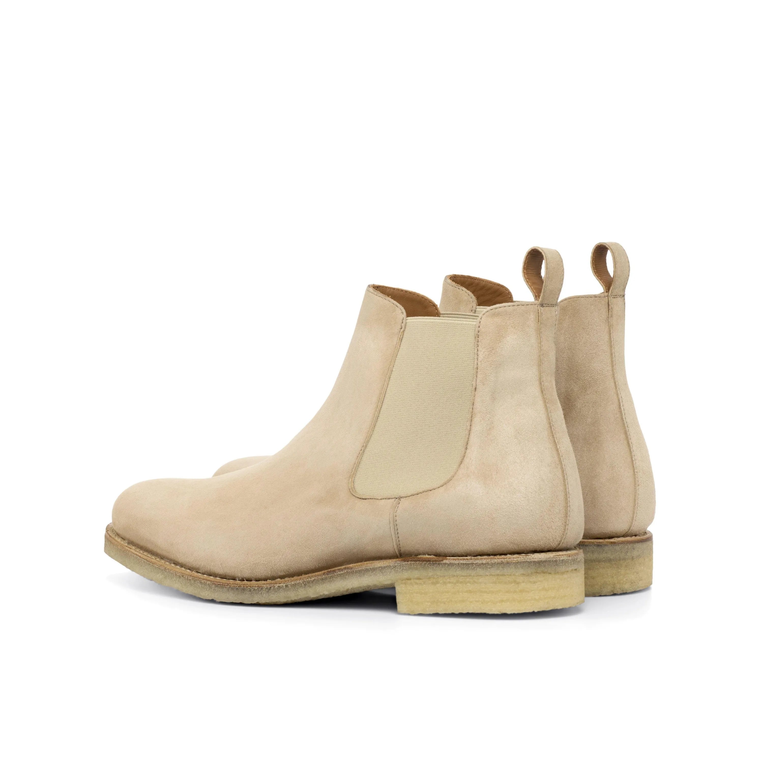 Omaha Chelsea Boot II in beige suede, back view
