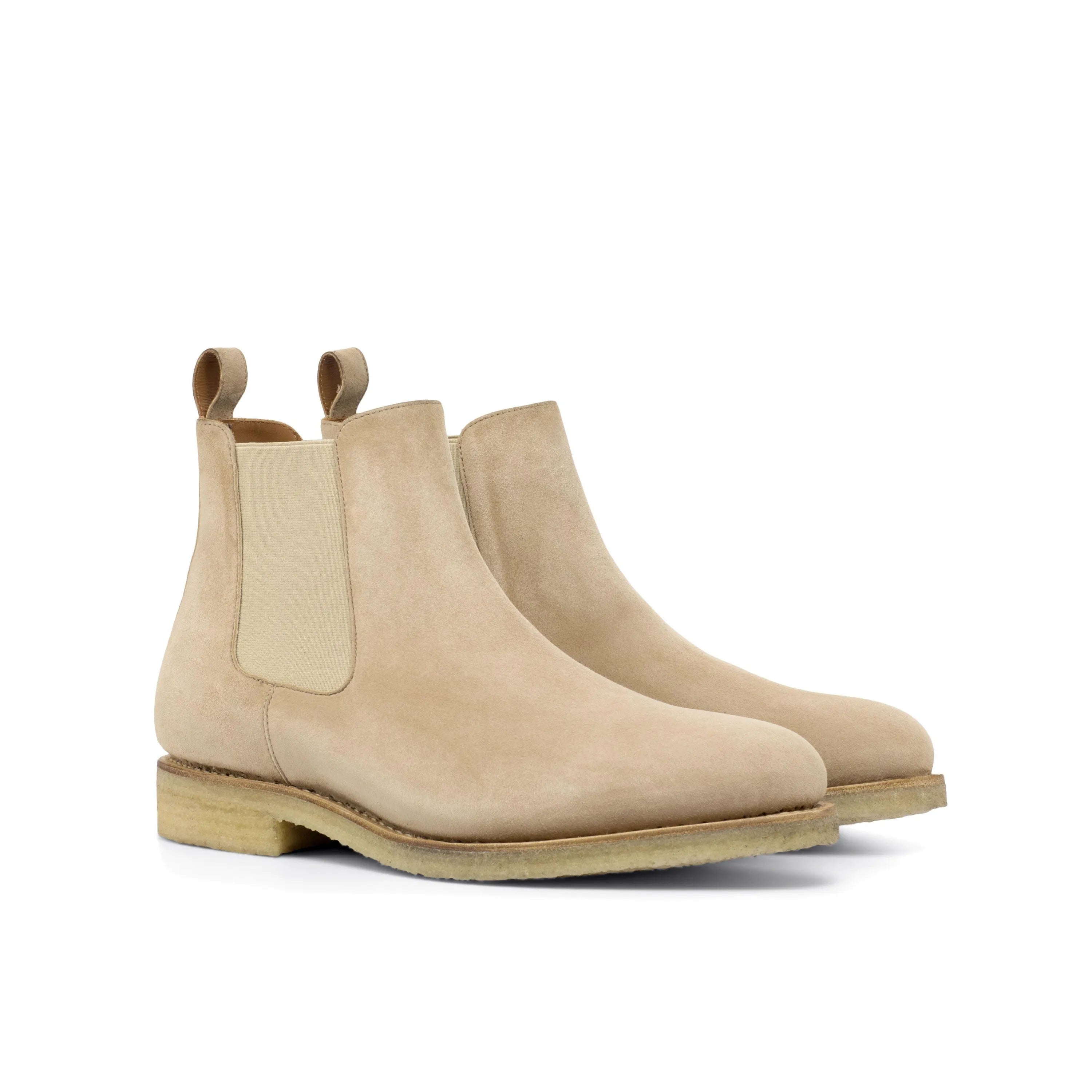 Omaha Chelsea Boot II in beige suede, rear view