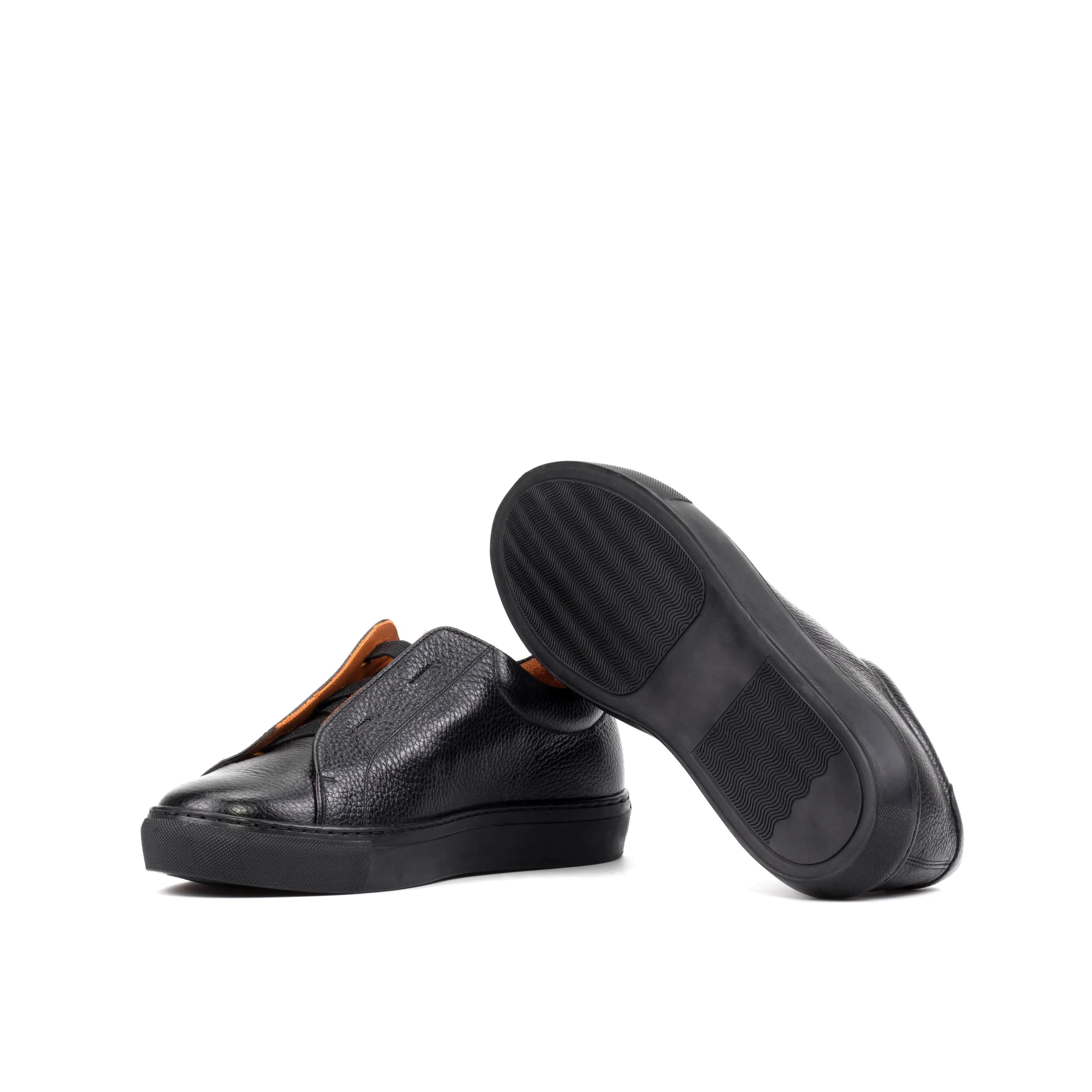 Ordogan laceless sneaker in black leather slip-on style