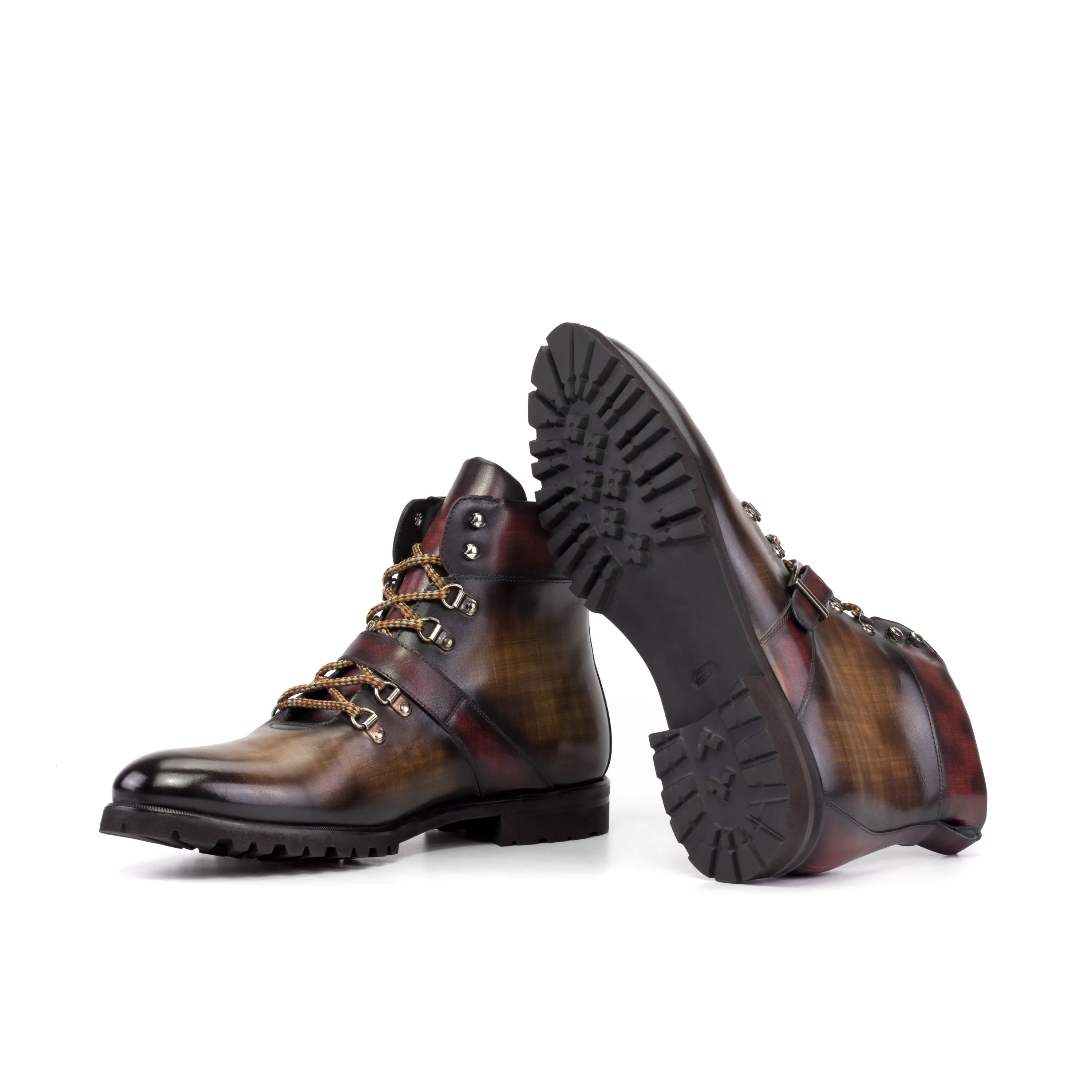 Orizaba patina hiking boots, leather rear view