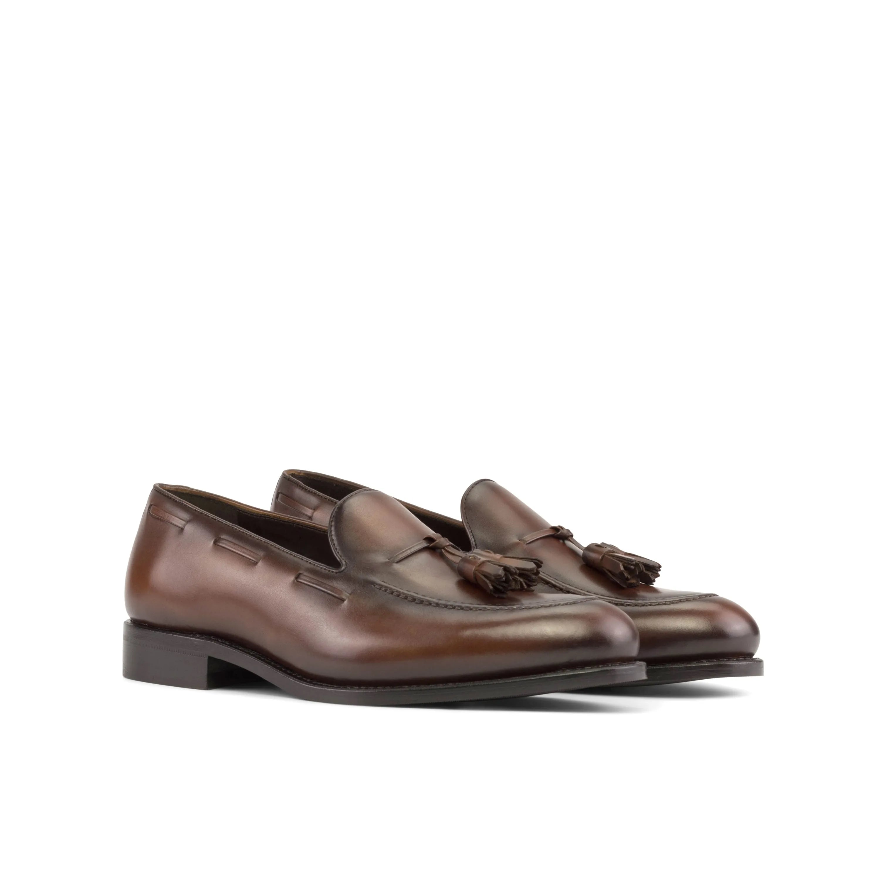 Brown box calf Orlan loafers II with tassels, goodyear welt mixed