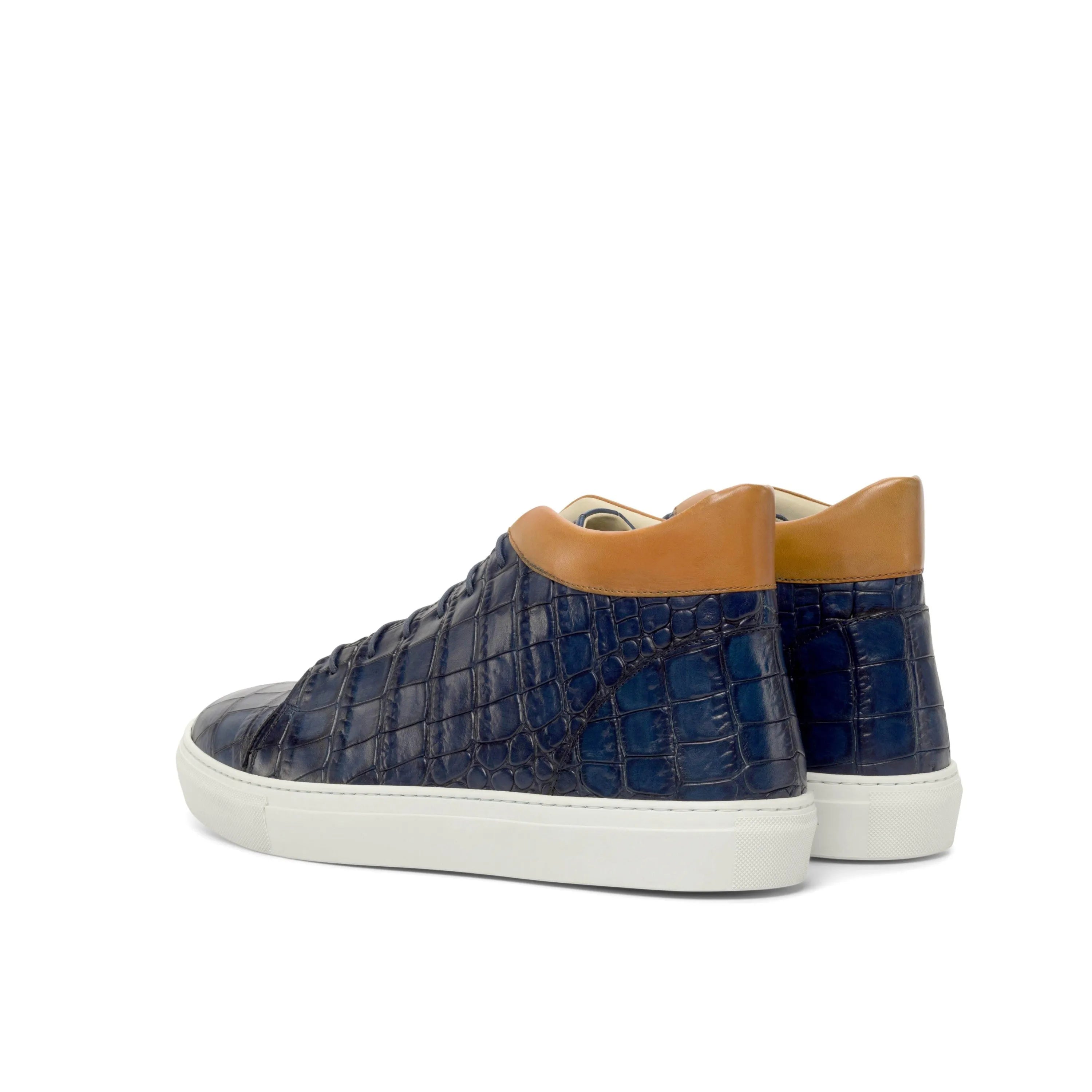 Blue P81 High Kicks sneakers in crocodile pattern