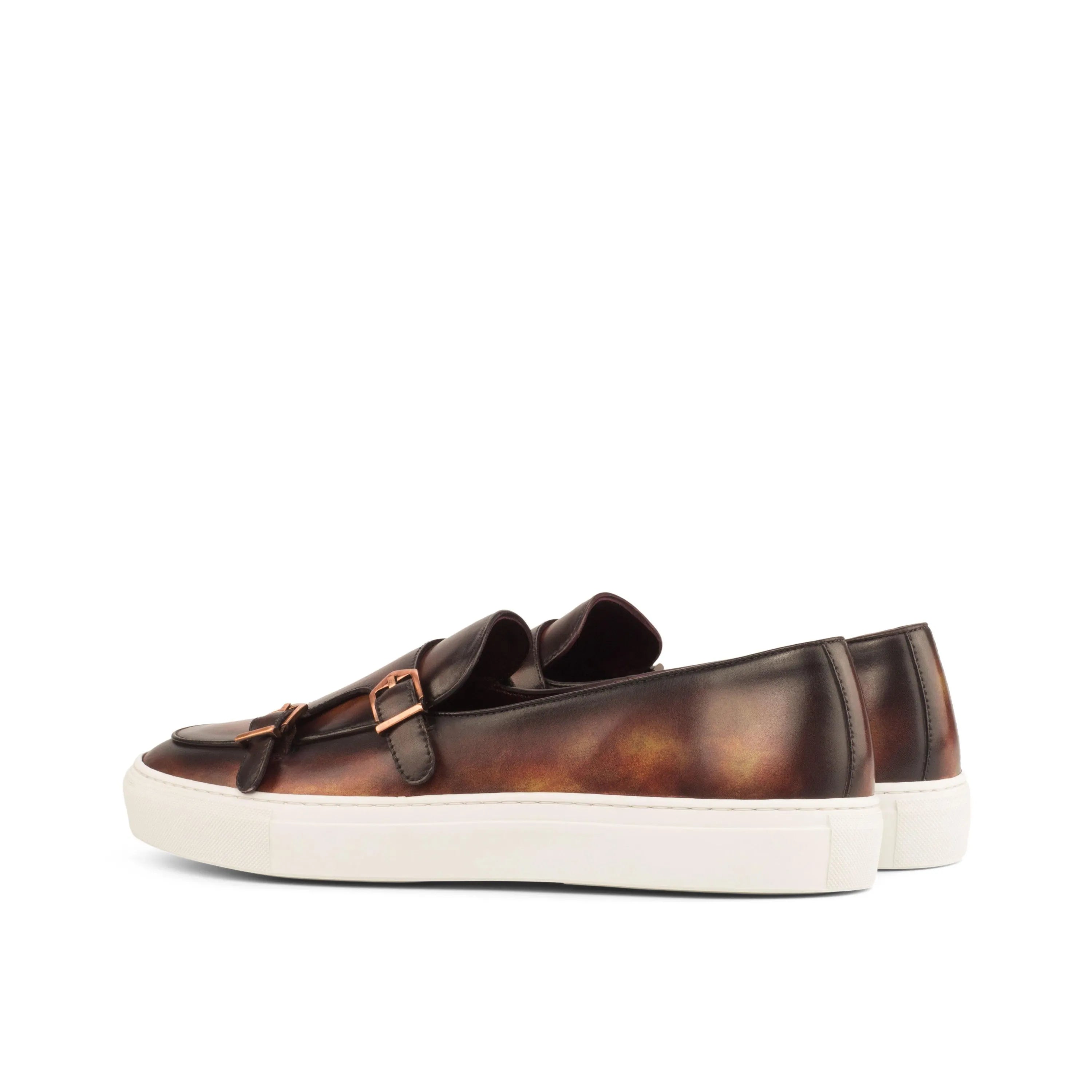Patrina Patina monk sneaker II in brown calf leather double monk style