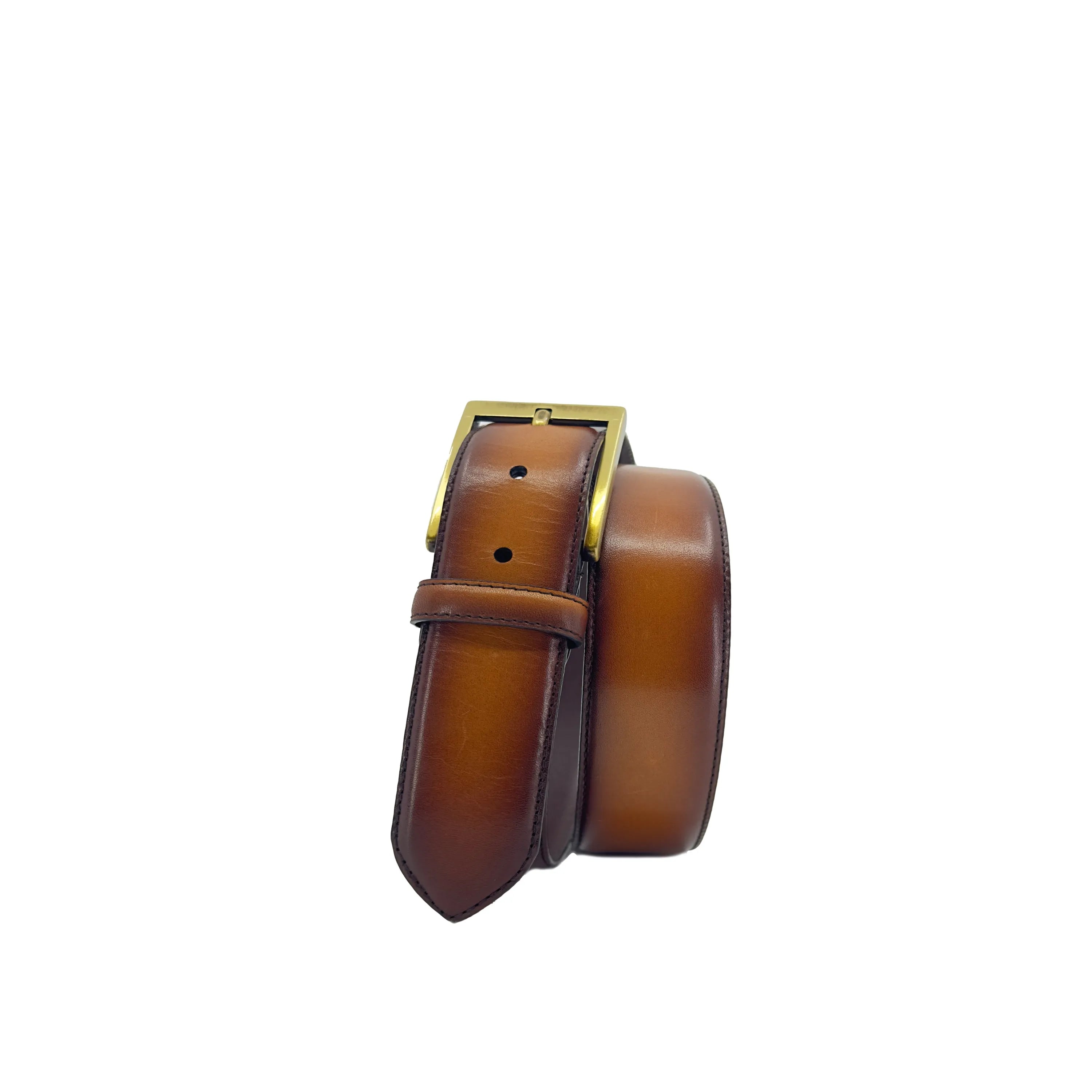 Pawl Hamptons Belt II in brown leather with gold buckle