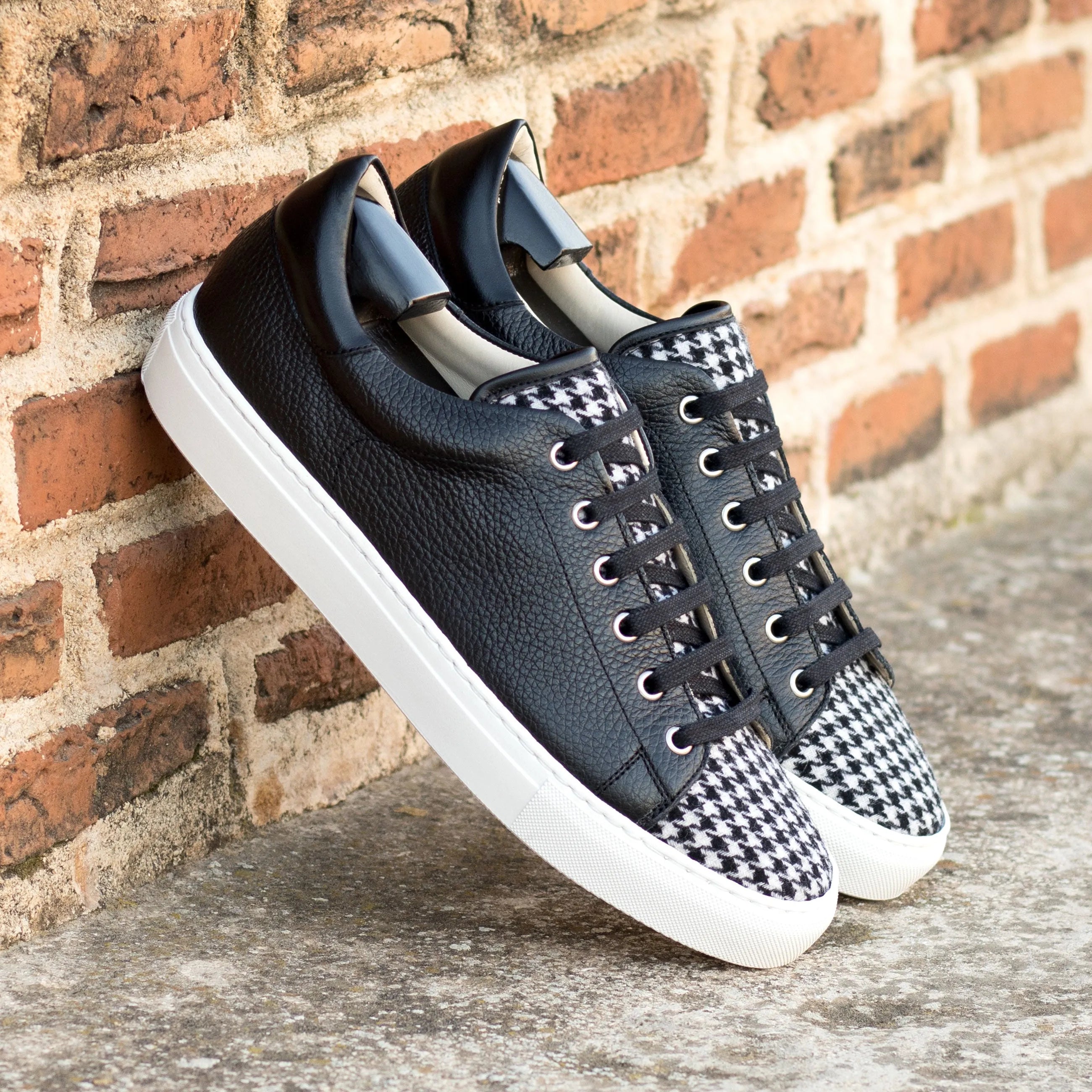 Black and white houndstooth Polando trainer sneaker