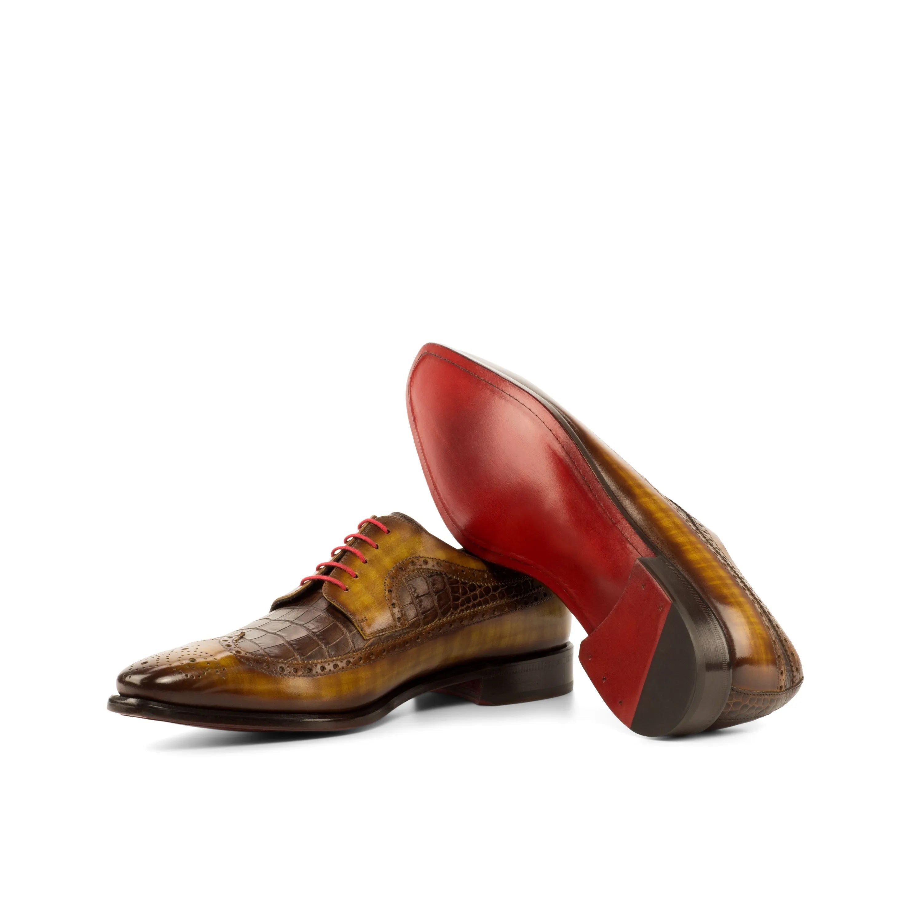 Power2 longwing patina blucher with brown leather and red soles