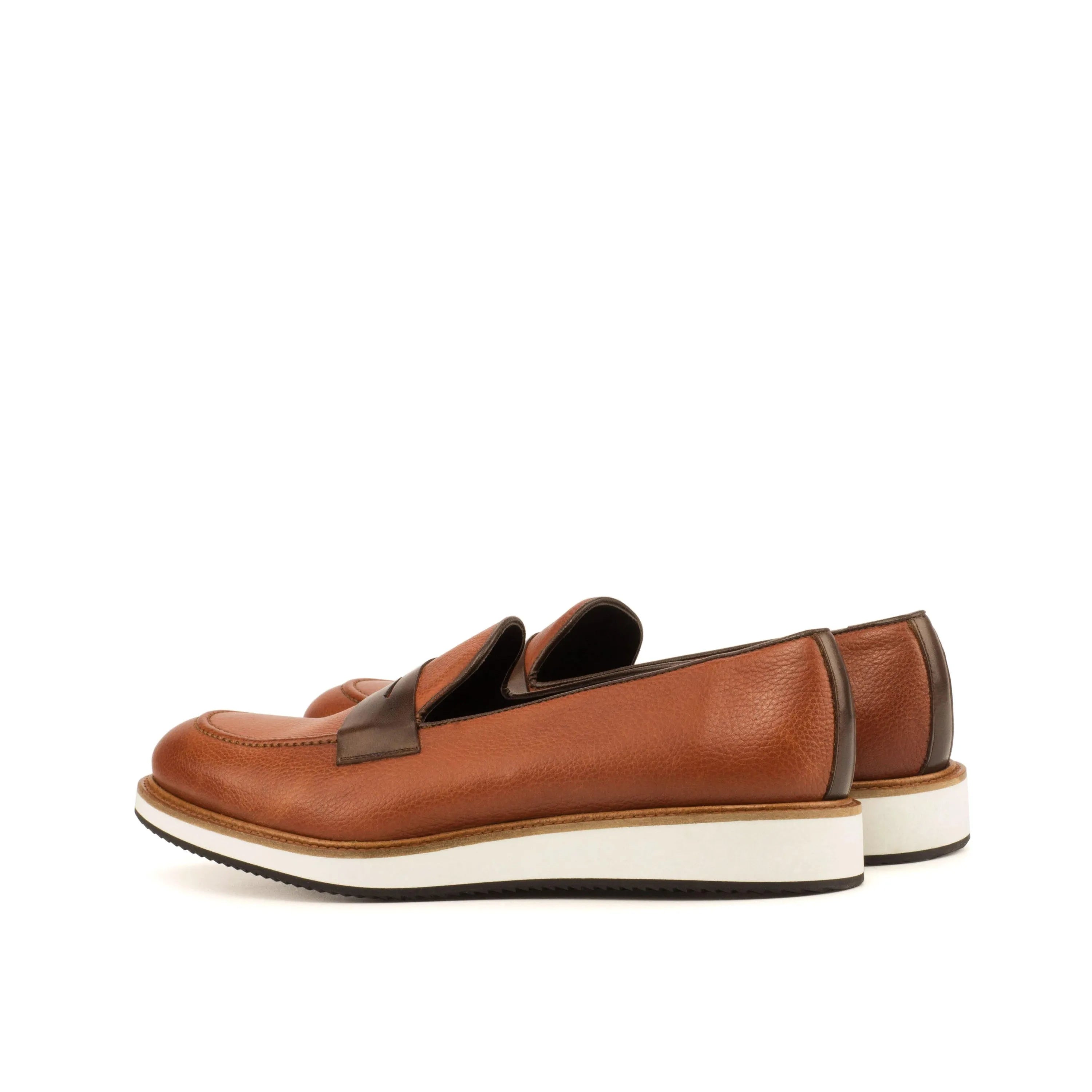 QE04 loafers II: brown leather penny loafers with rounded toe