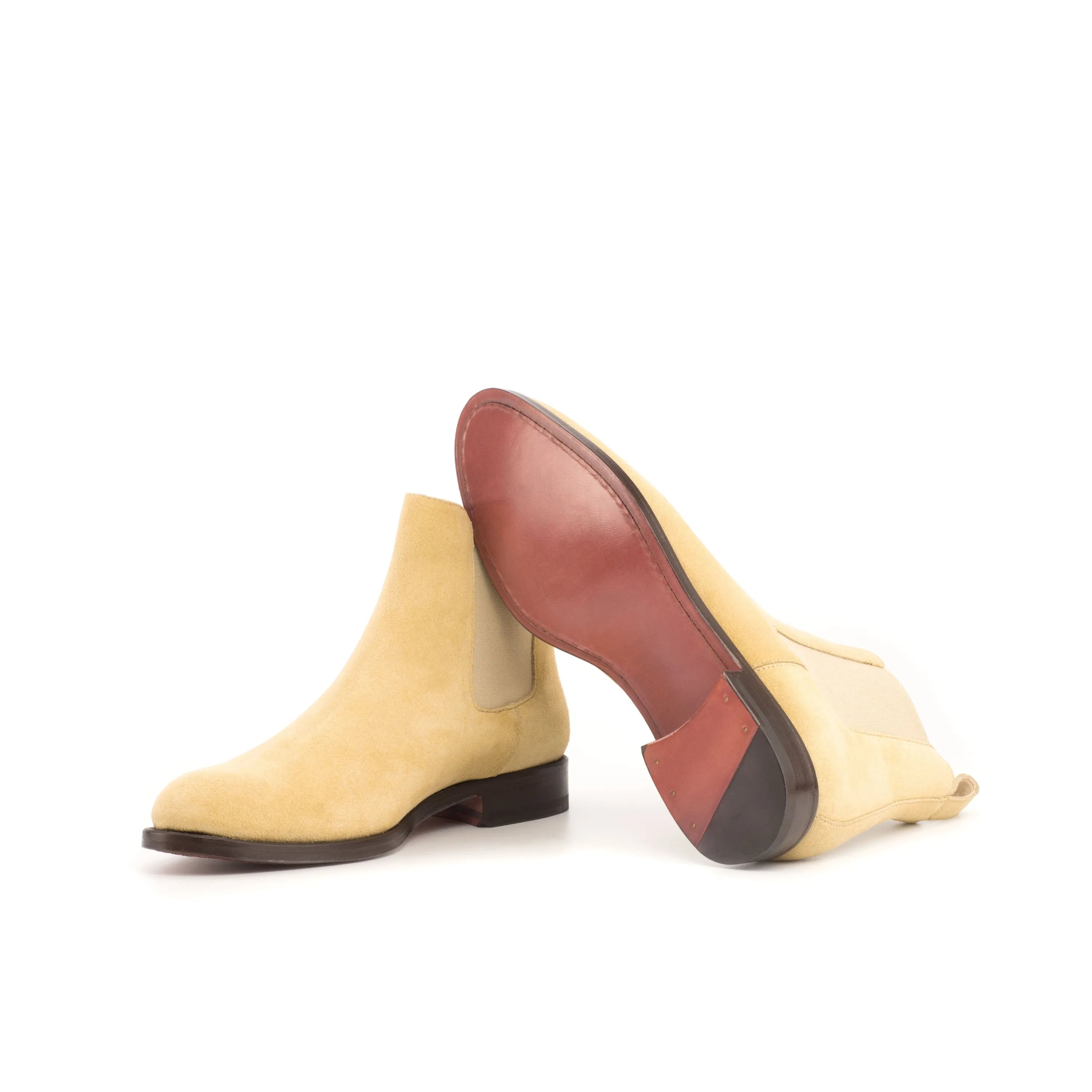 Raina women Chelsea boots in tan suede, back view